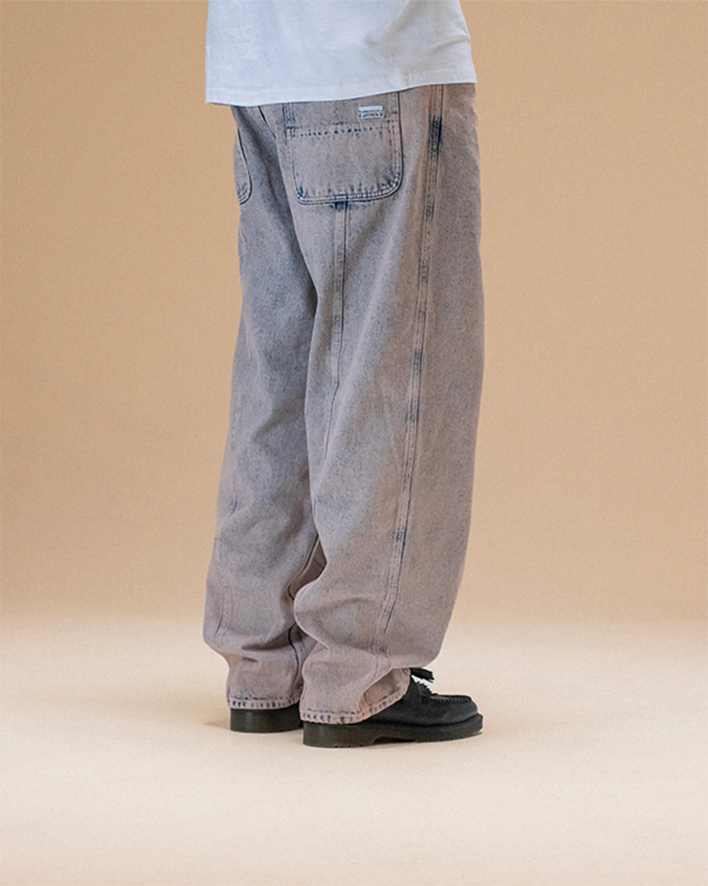 3 STRIPES DYED DENIM BAGGY - GREY - Image 4