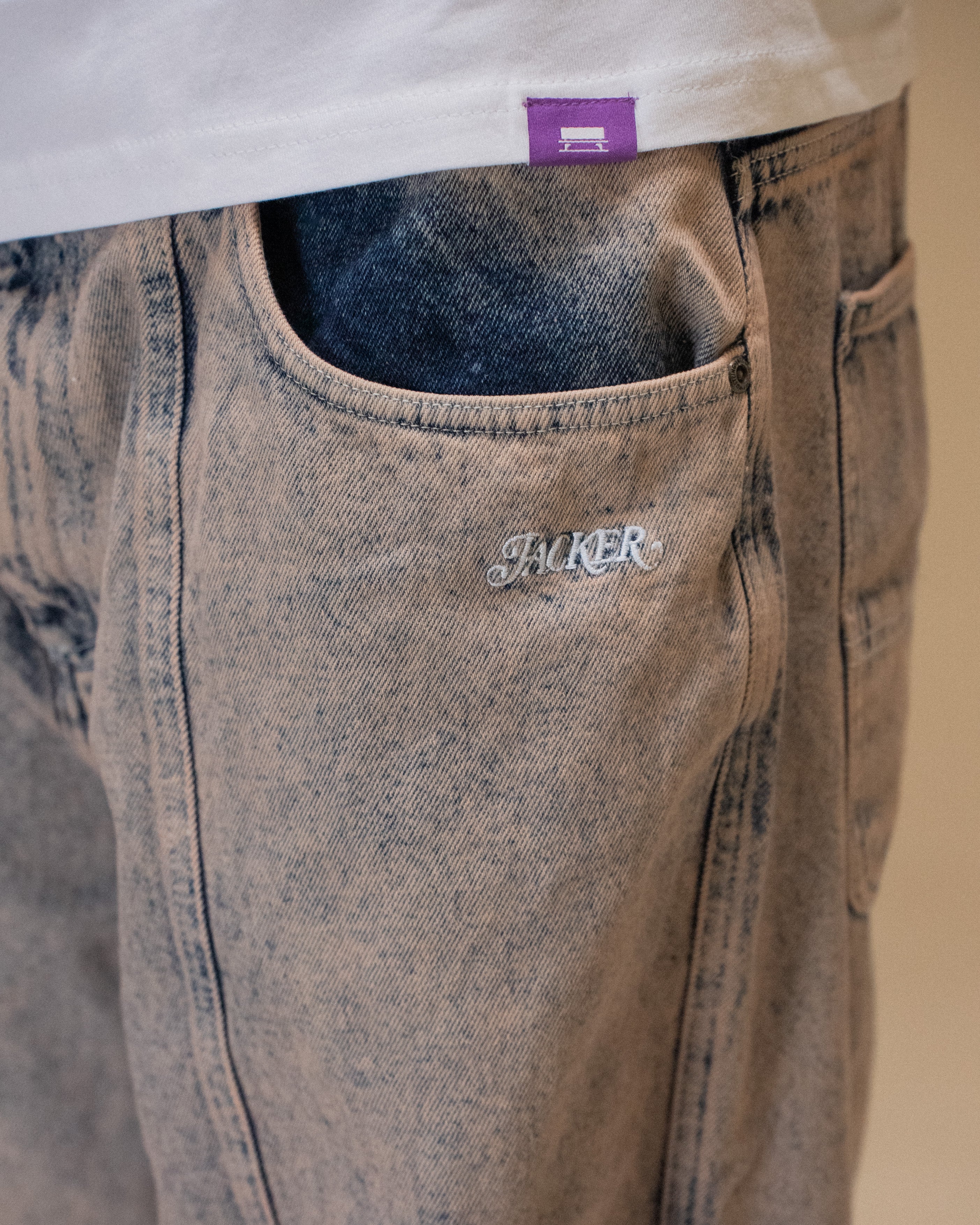 3 STRIPES DYED DENIM BAGGY - GREY - Image 6