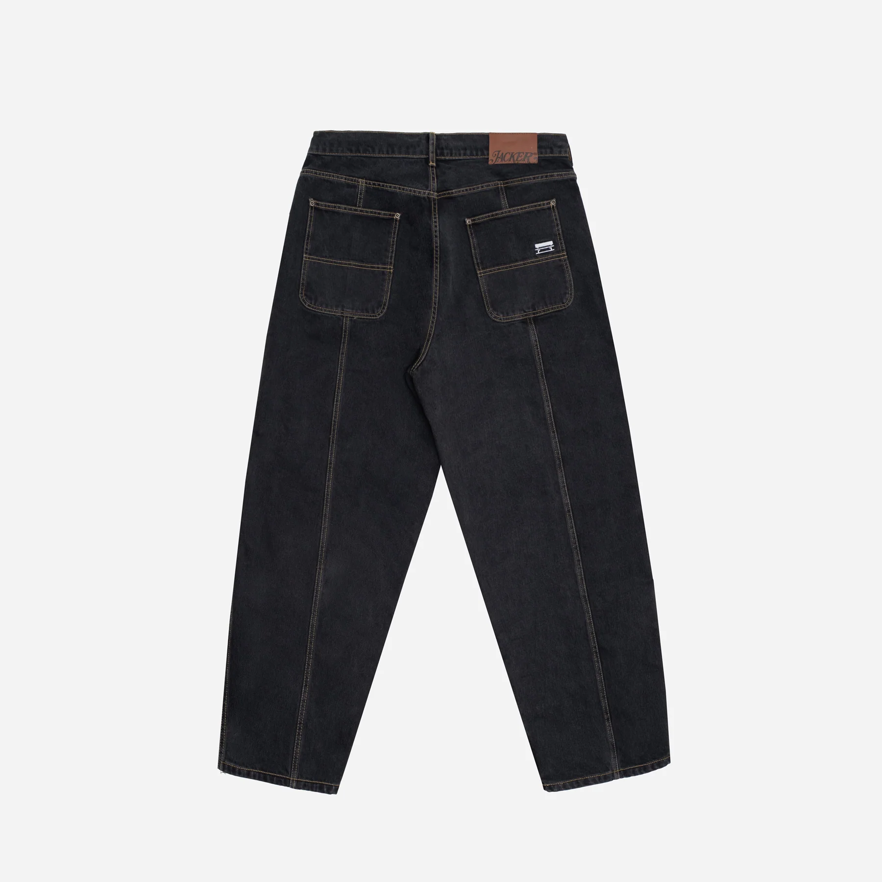 3 STRIPES DYED DENIM BAGGY PANT - BLACK - Image 3