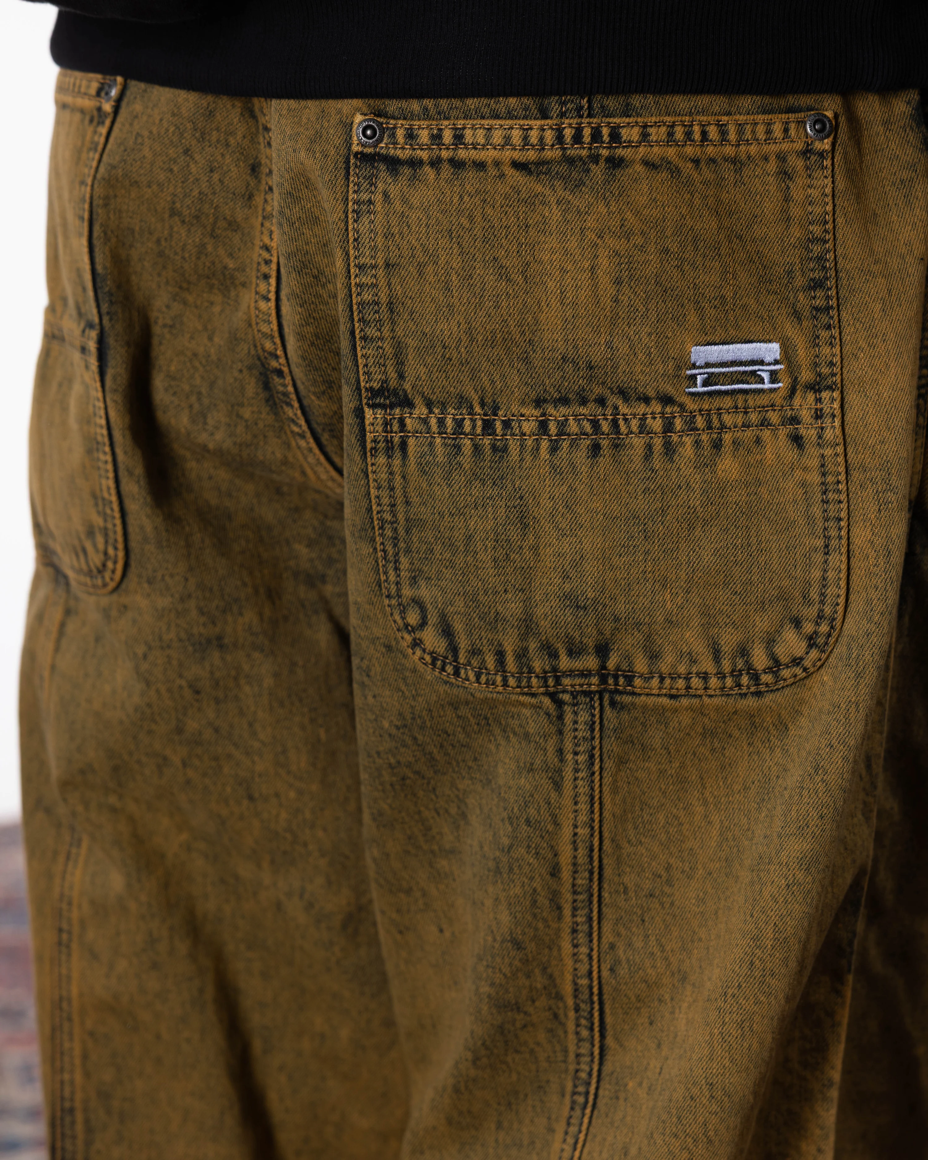 3 STRIPES DYED DENIM BAGGY PANT - YELLOW - Image 5