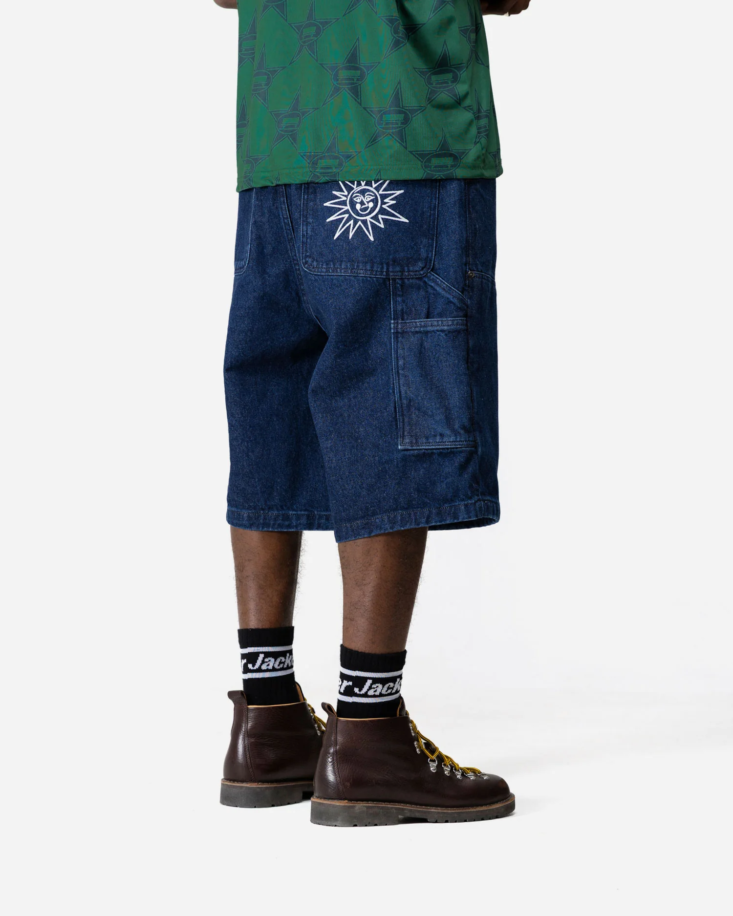 CARPENTER DENIM BAGGY SHORT - BLUE - Image 4
