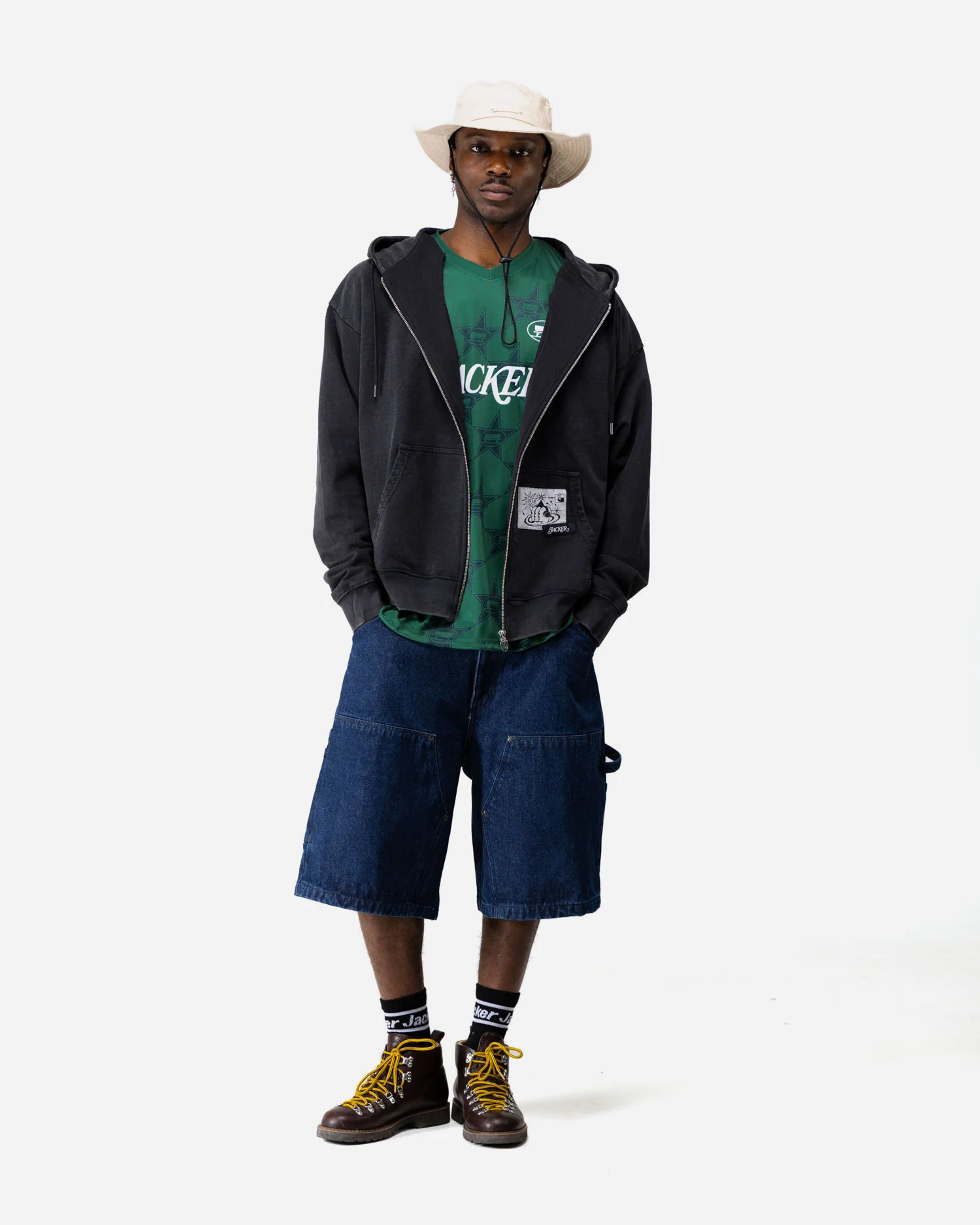 CARPENTER DENIM BAGGY SHORT - BLUE - Image 5