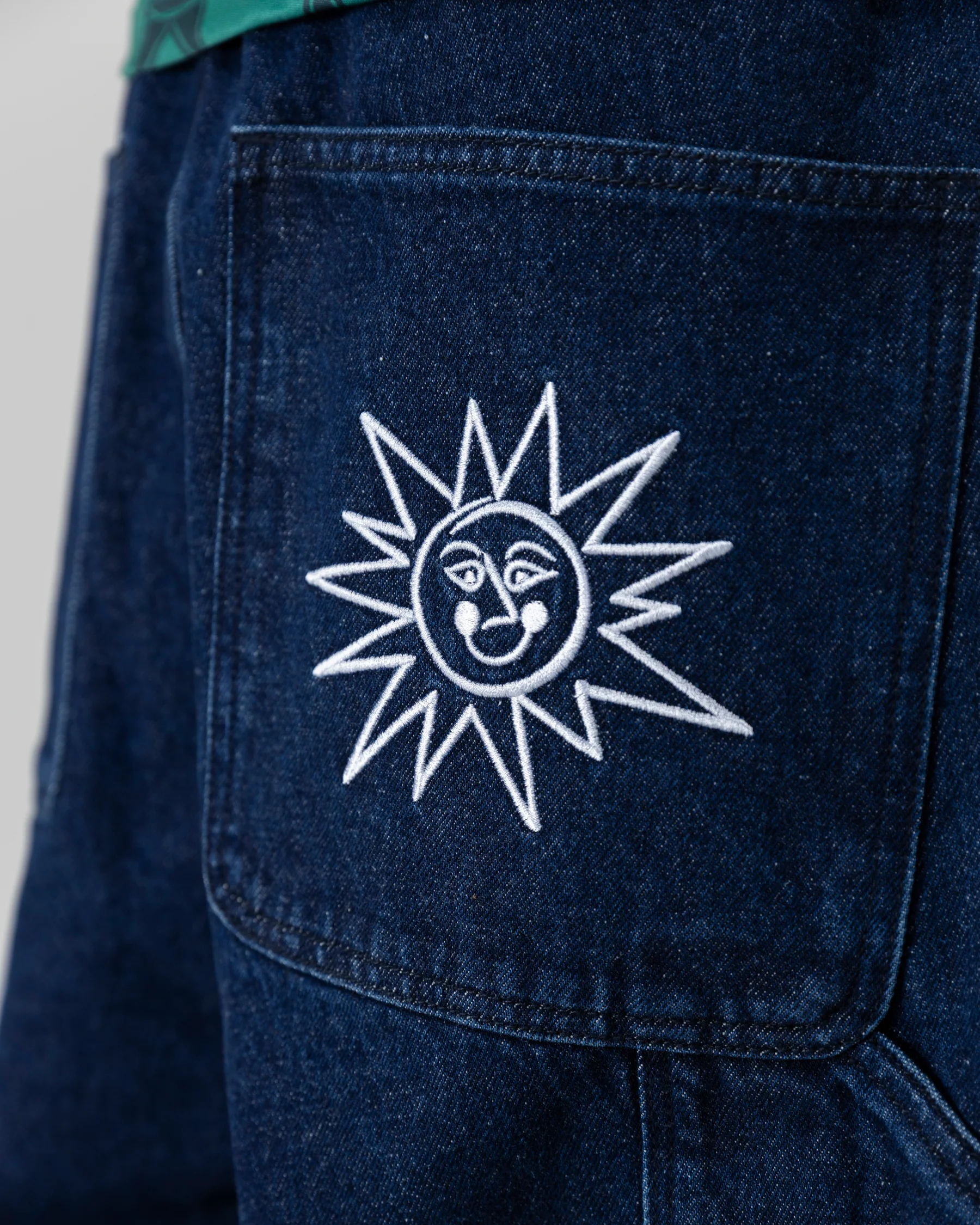 CARPENTER DENIM BAGGY SHORT - BLUE - Image 7