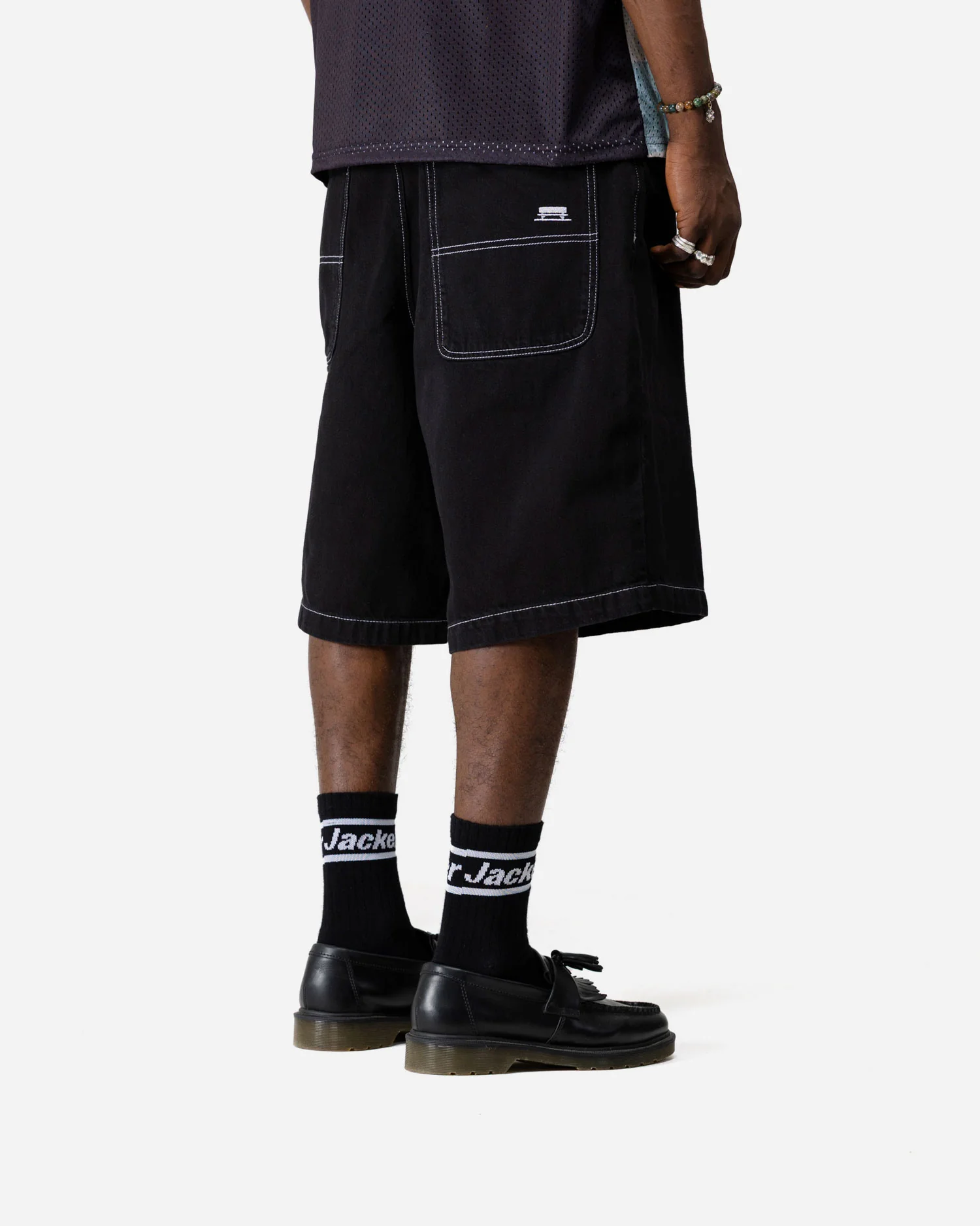 CLASSIC BAGGY DENIM SHORT - BLACK - Image 4