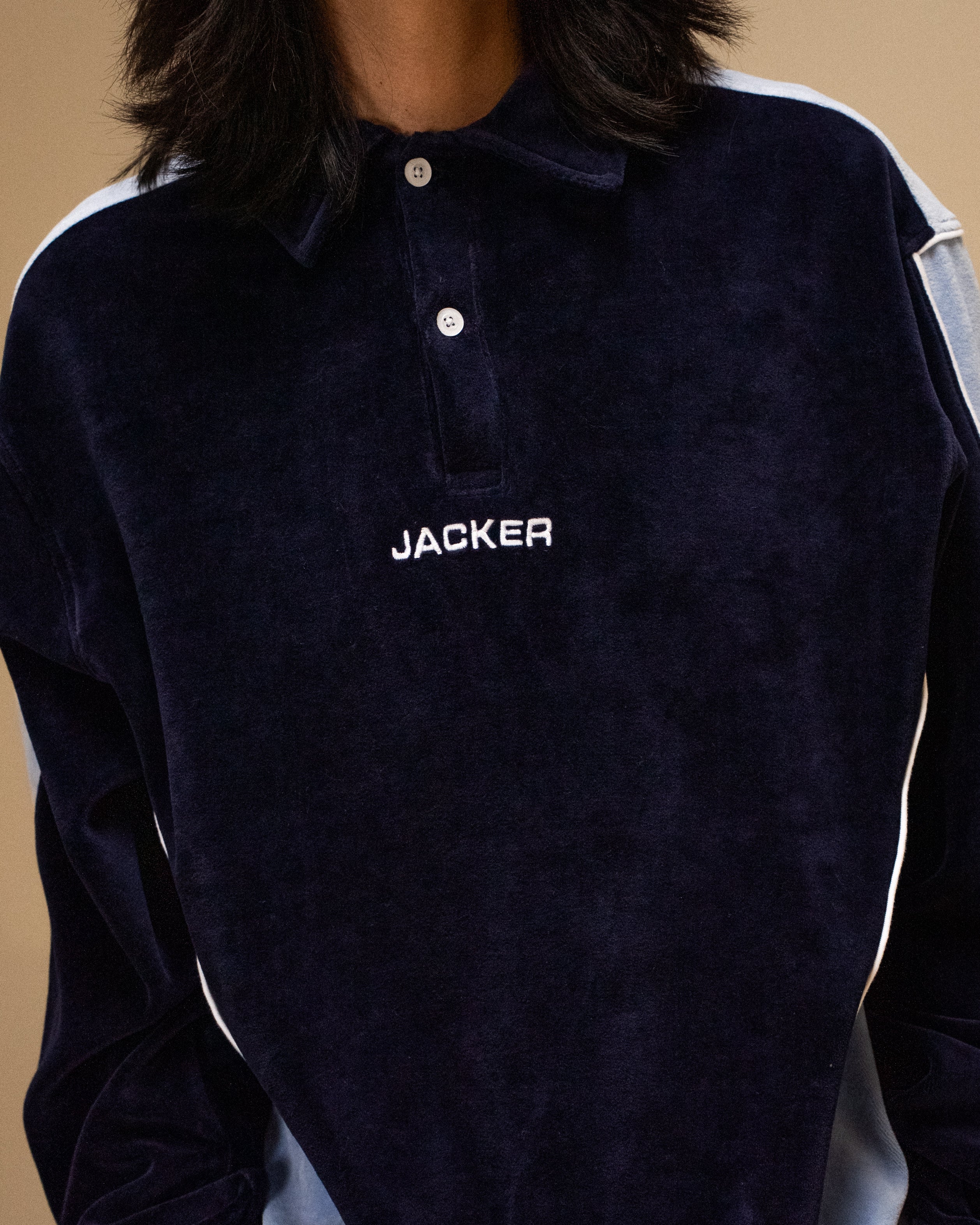 COMFY VELVET POLO - BLUE - Image 5