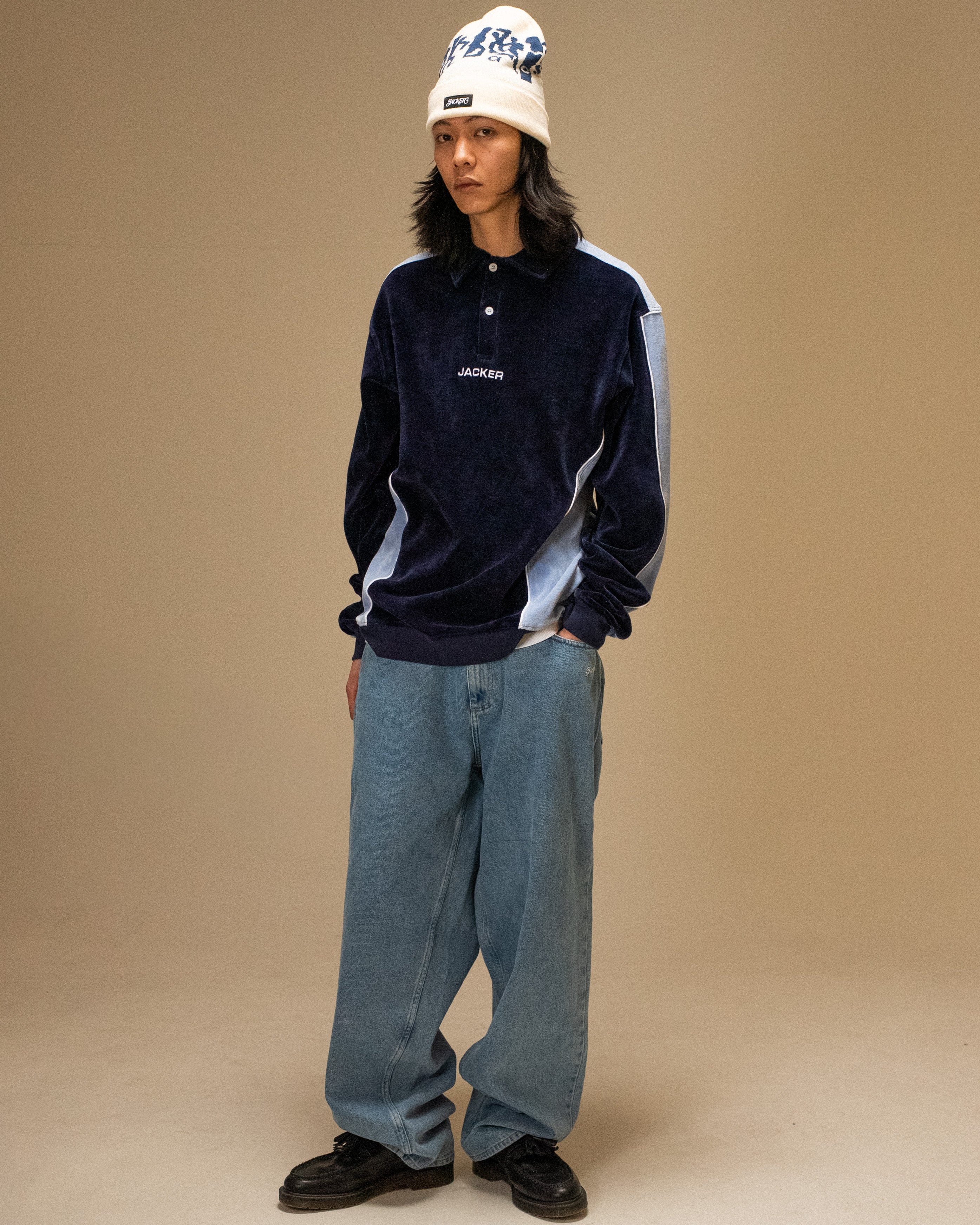 COMFY VELVET POLO - BLUE - Image 7
