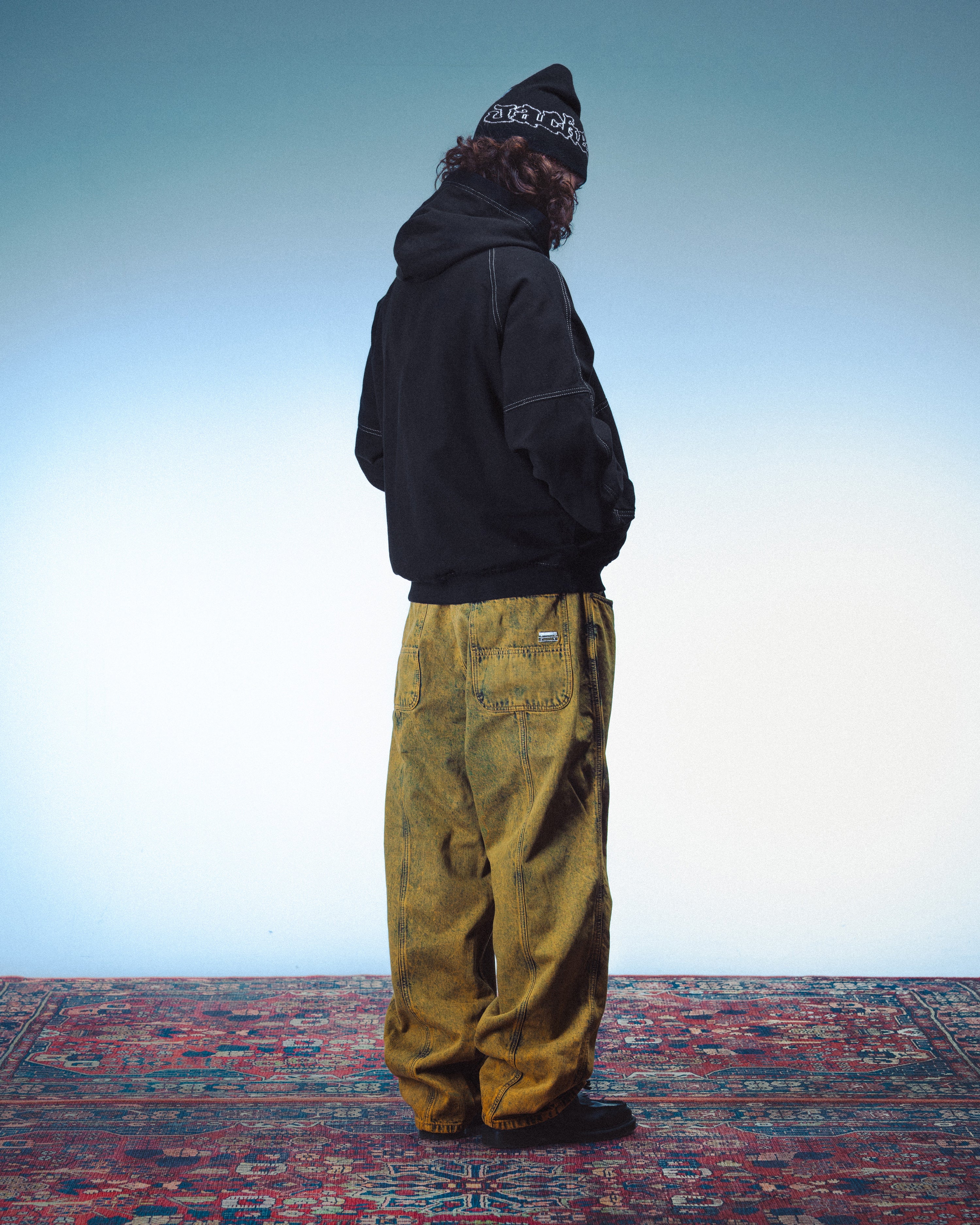 CONTRAST DYED HOODED BOMBER - BLACK - Image 4