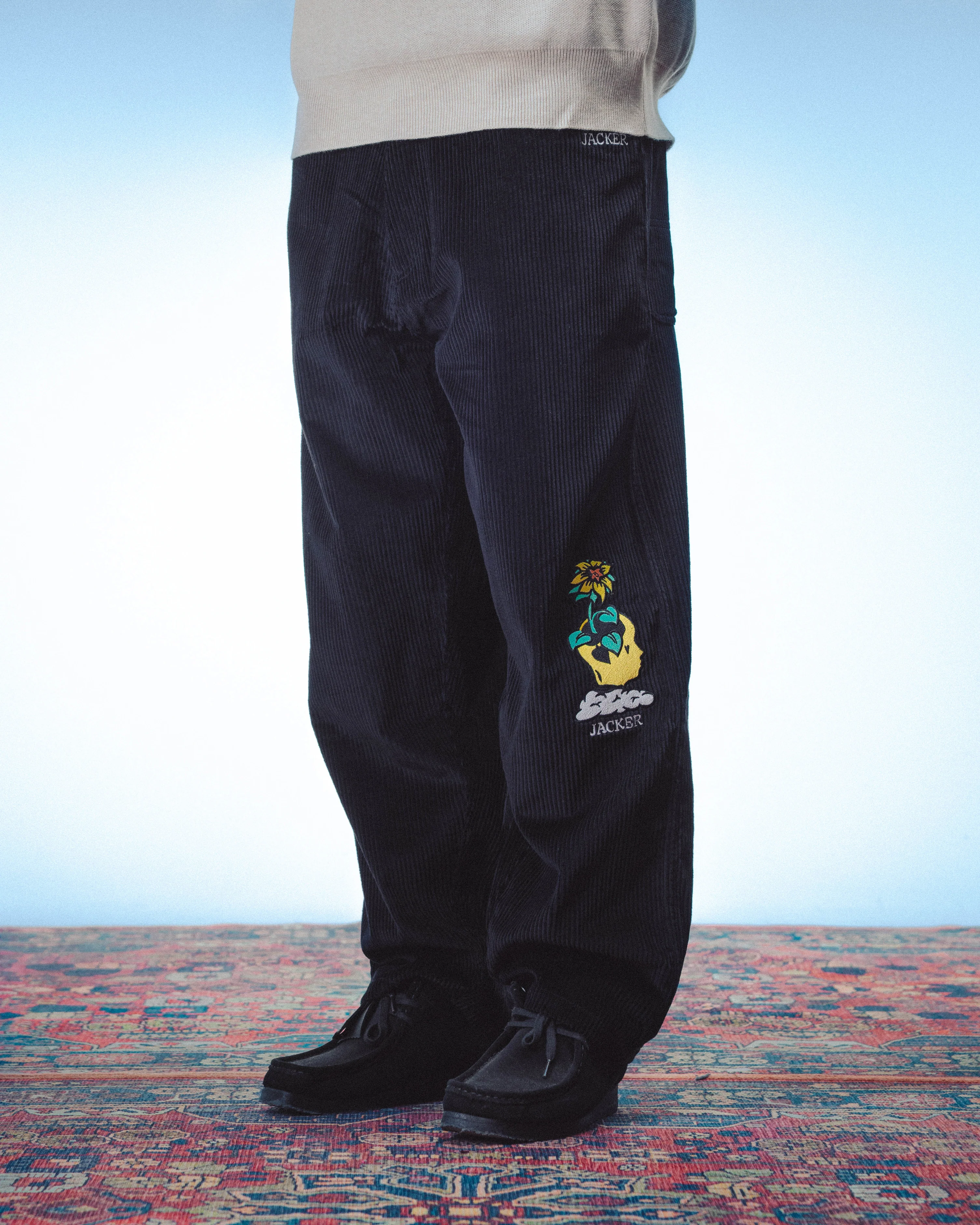 DREAM MAZE CORDUROY BAGGY PANT - BLACK - Image 2