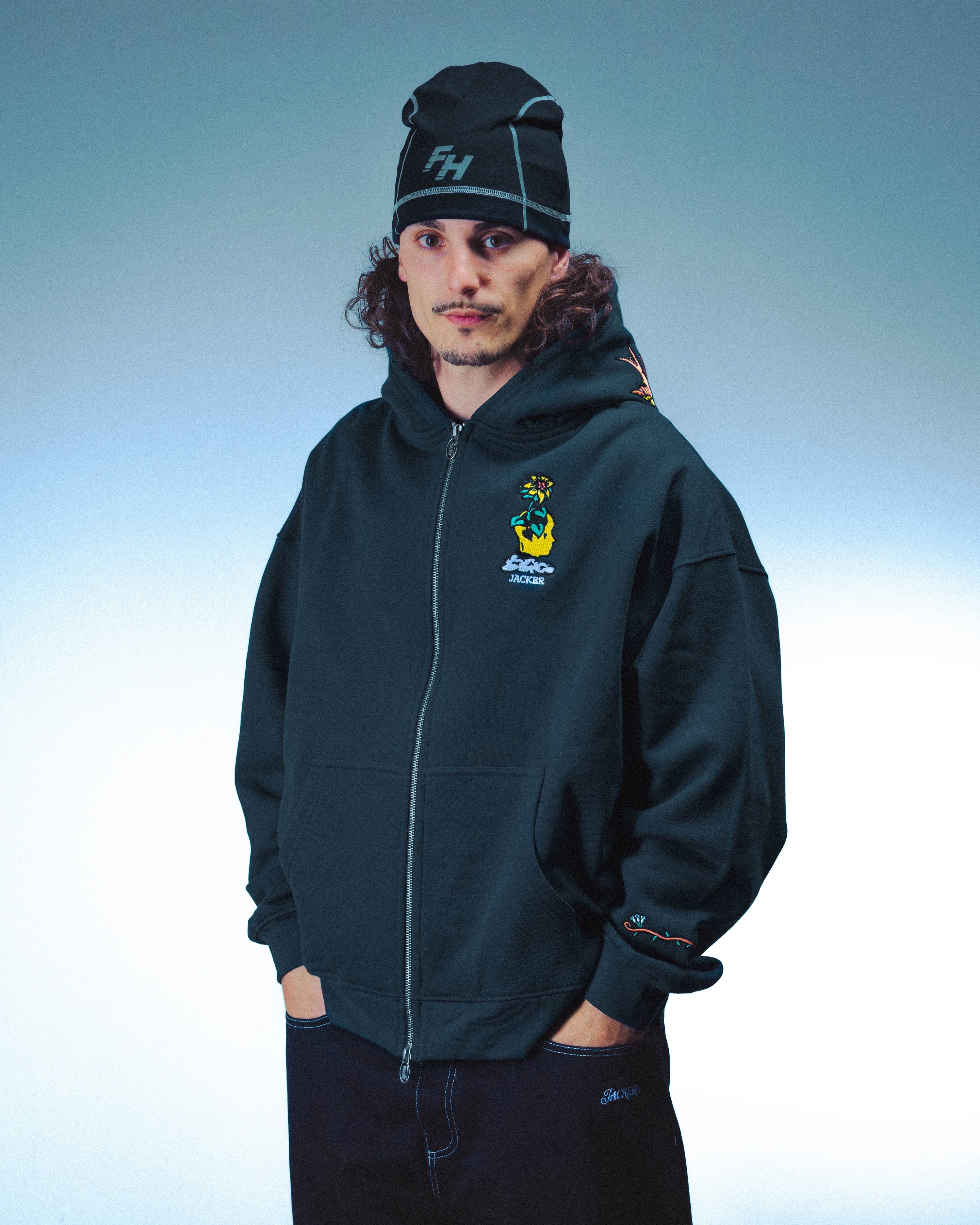 DREAM MAZE ZIPPED HOODIE - NAVY - Image 2