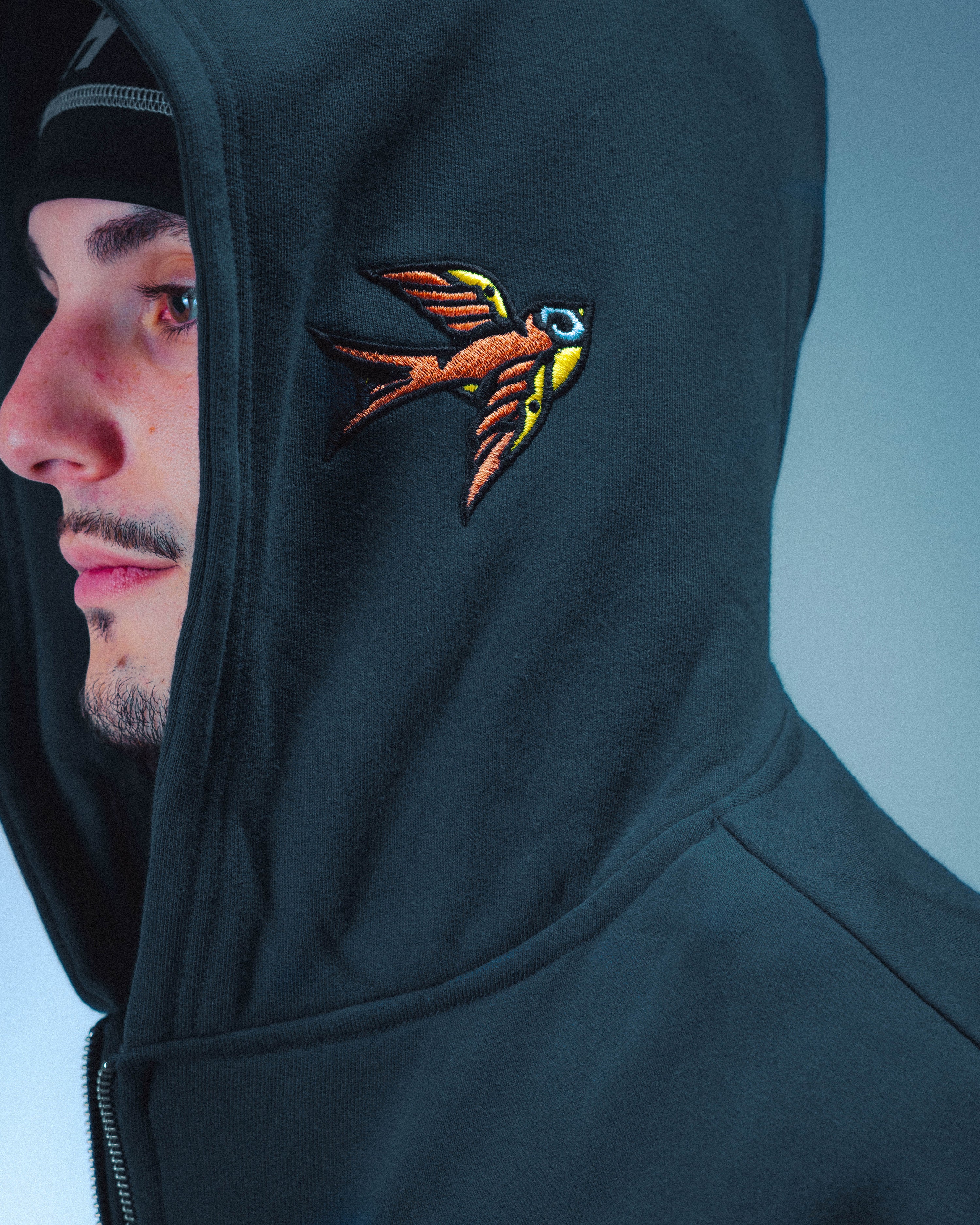 DREAM MAZE ZIPPED HOODIE - NAVY - Image 4