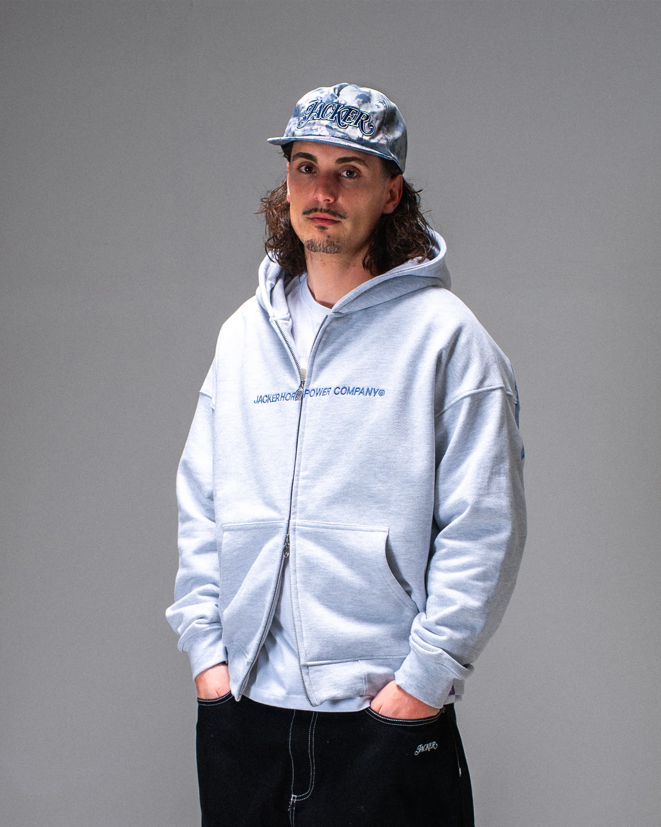 HORSE POWER ZIP HOODIE GREY - Image 4
