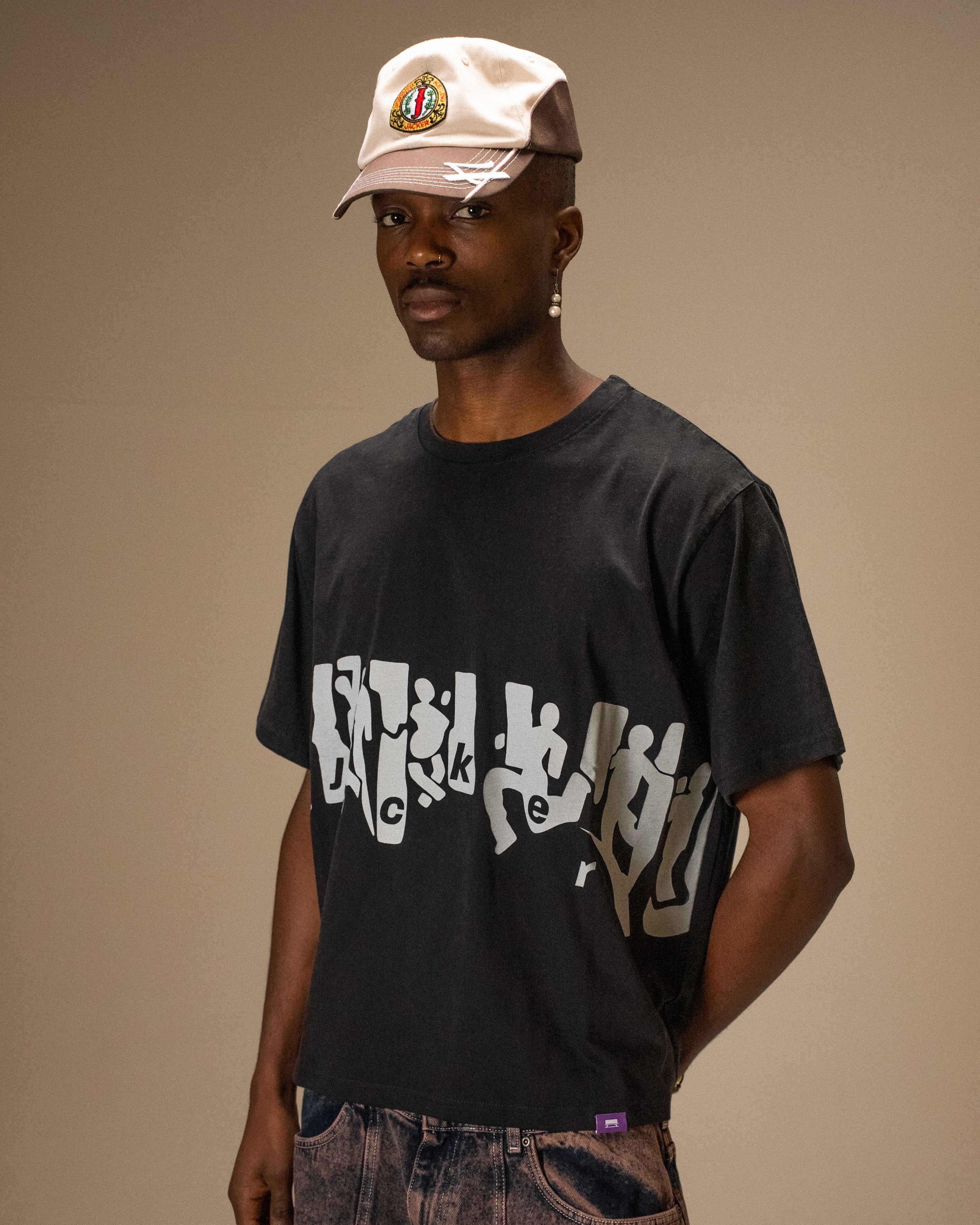 MIRROR MAZE GARMENT DYED CROP T-SHIRT - BLACK - Image 2