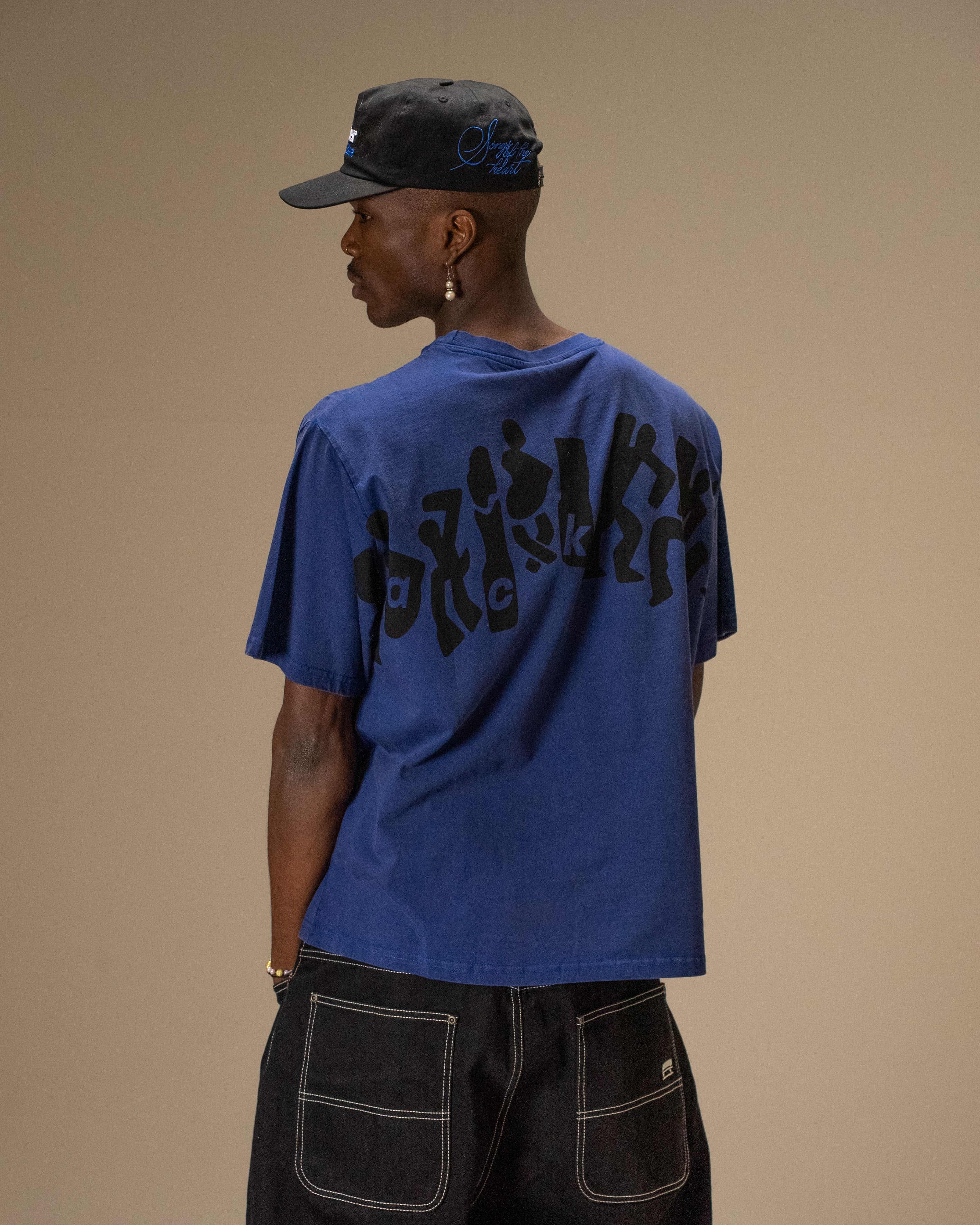MIRROR MAZE GARMENT DYED CROP T-SHIRT - BLUE - Image 2