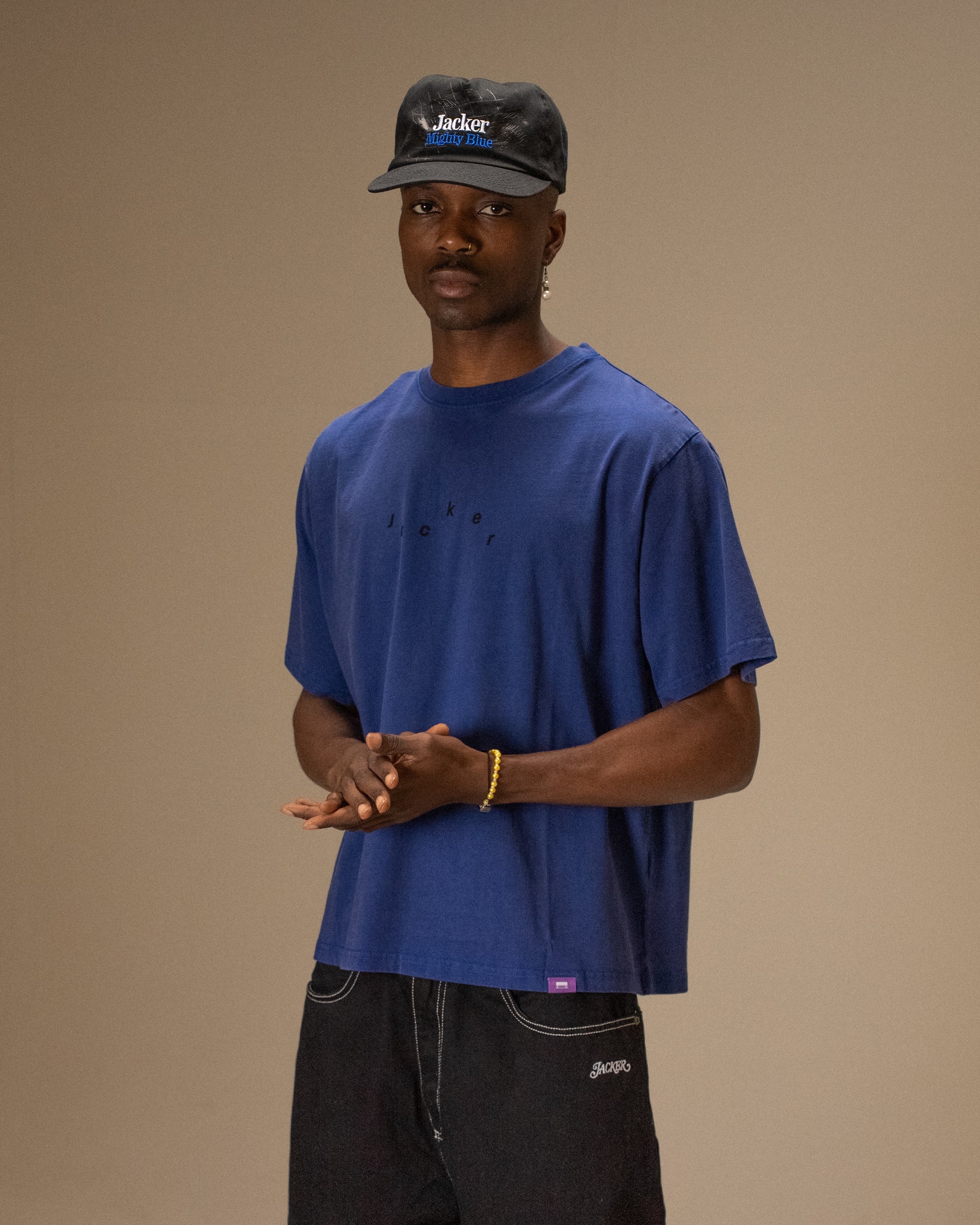 MIRROR MAZE GARMENT DYED CROP T-SHIRT - BLUE - Image 4