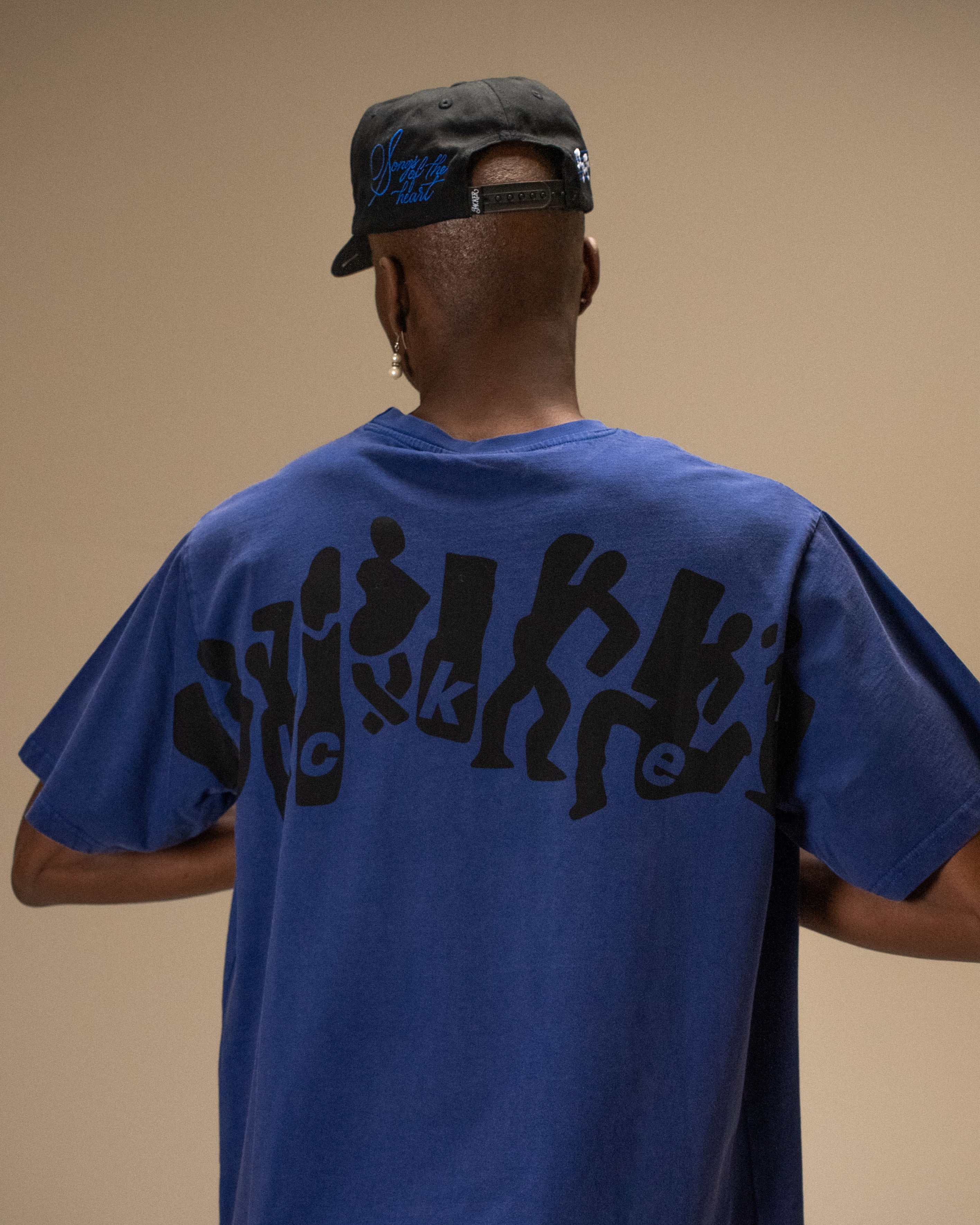 MIRROR MAZE GARMENT DYED CROP T-SHIRT - BLUE - Image 5