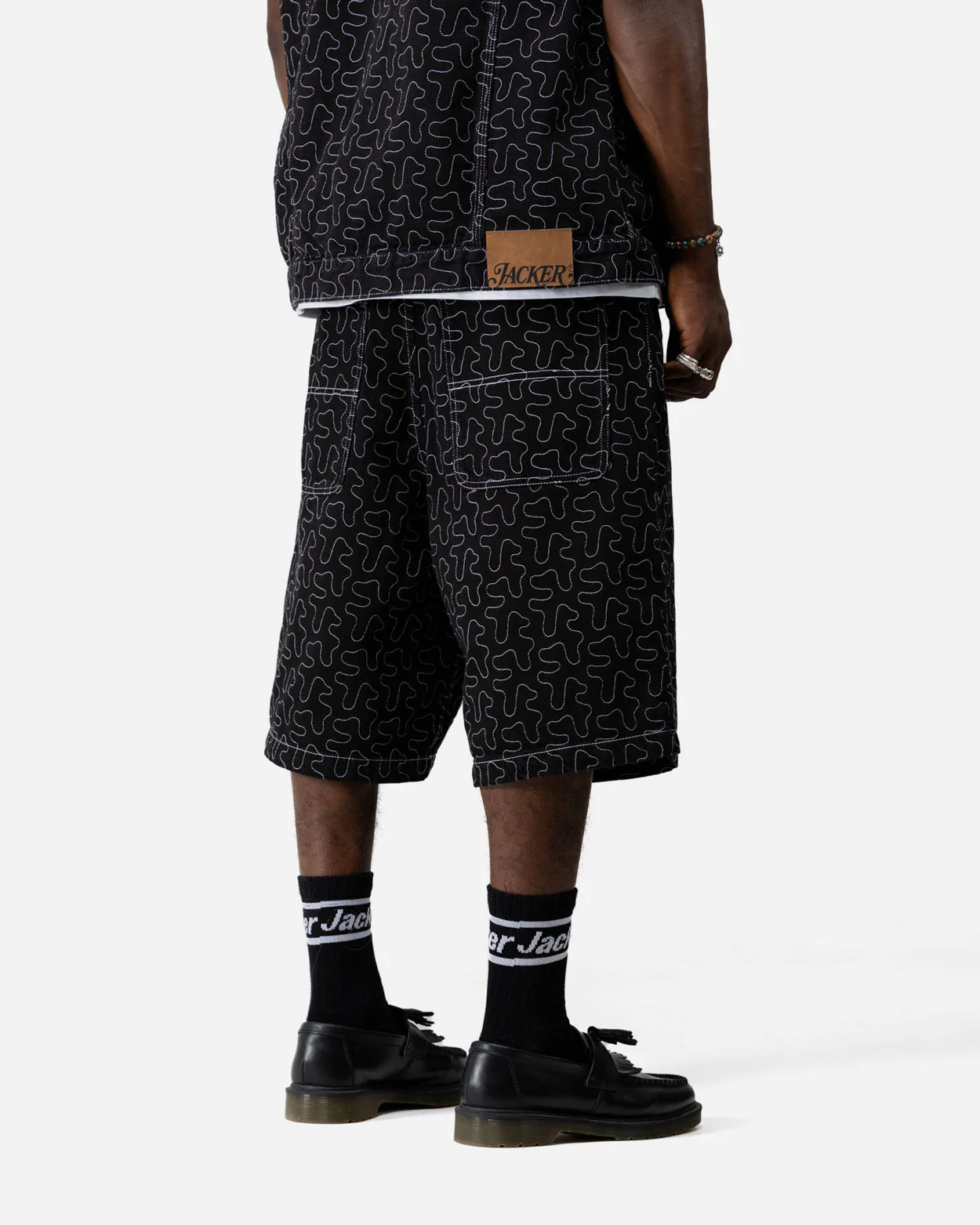 ONELINE DENIM BAGGY SHORT - BLACK - Image 4