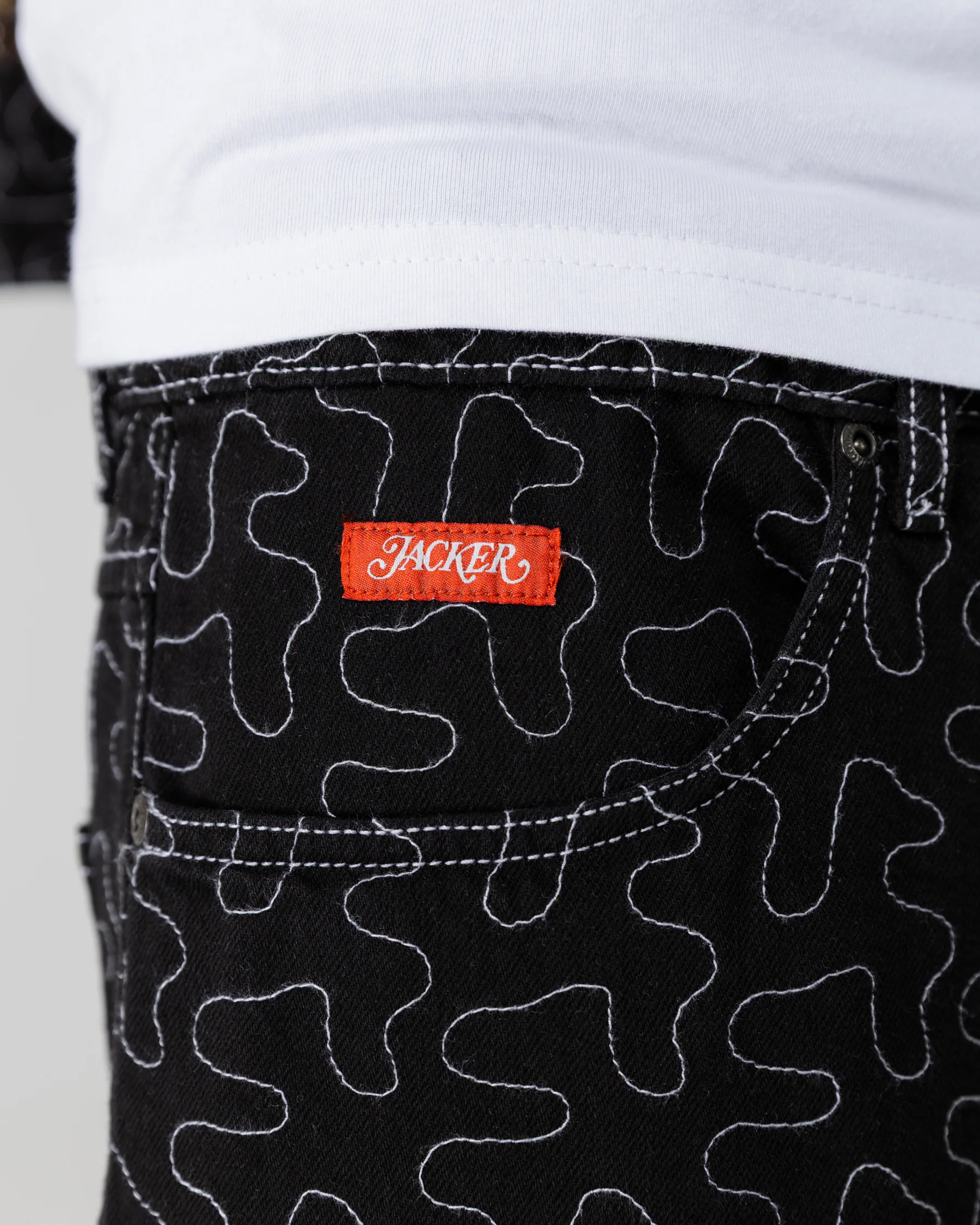 ONELINE DENIM BAGGY SHORT - BLACK - Image 6