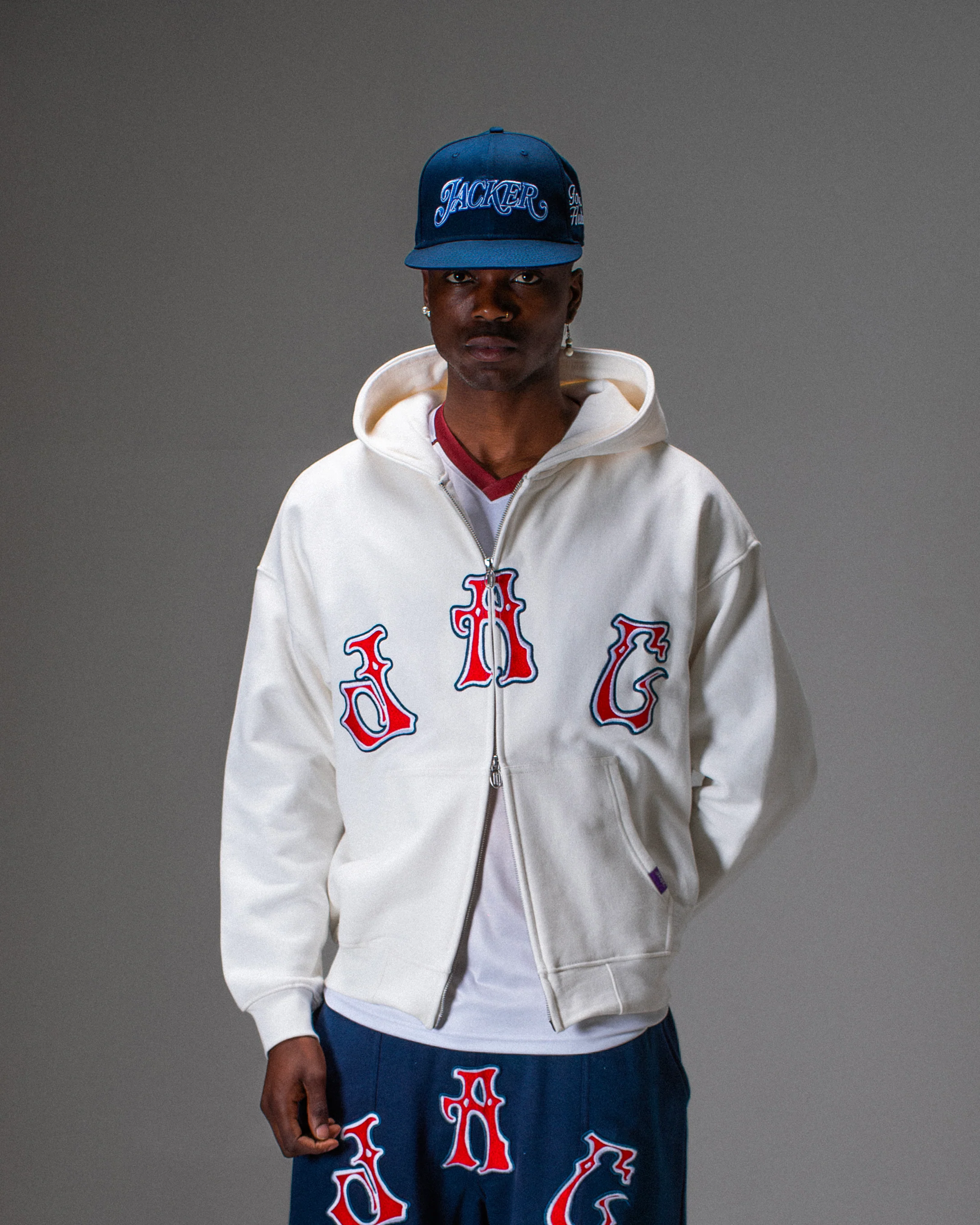 PALS FONT HOODIE ZIP WHITE - Image 2