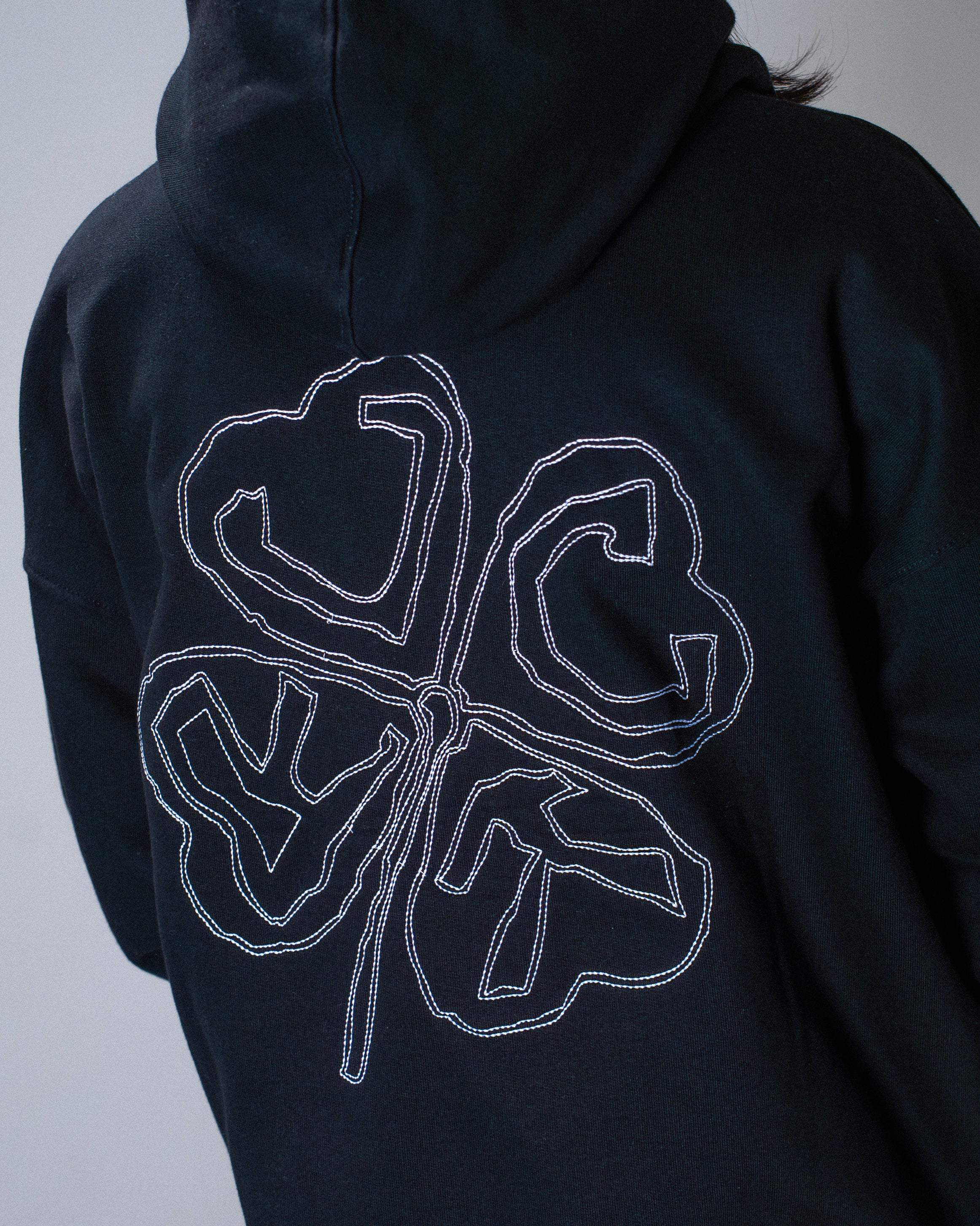 RED CLOVER HOODIE BLACK - Image 6