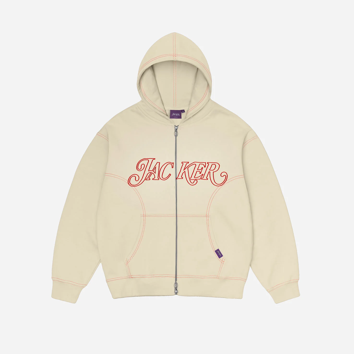ROUGH GARMENT DYED PREMIUM HOODIE ZIP - BEIGE