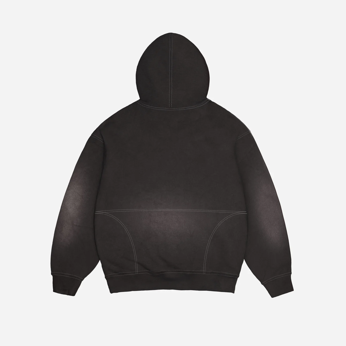ROUGH GARMENT DYED PREMIUM HOODIE ZIP - BLACK - Image 3
