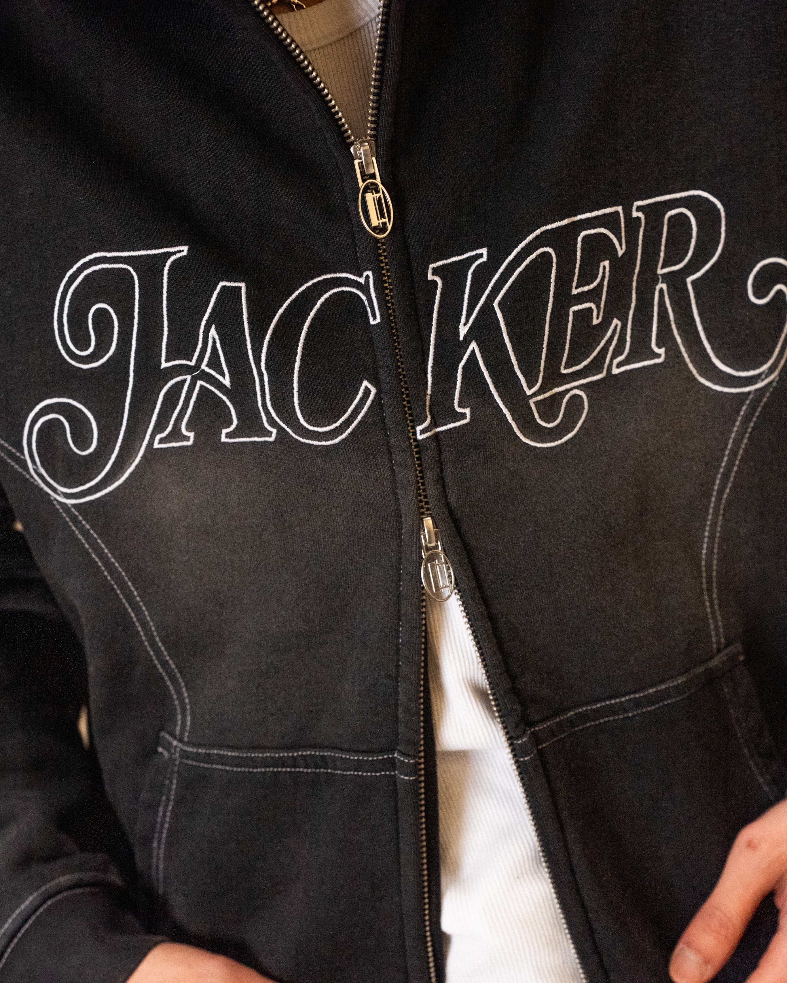 ROUGH GARMENT DYED PREMIUM HOODIE ZIP - BLACK - Image 5