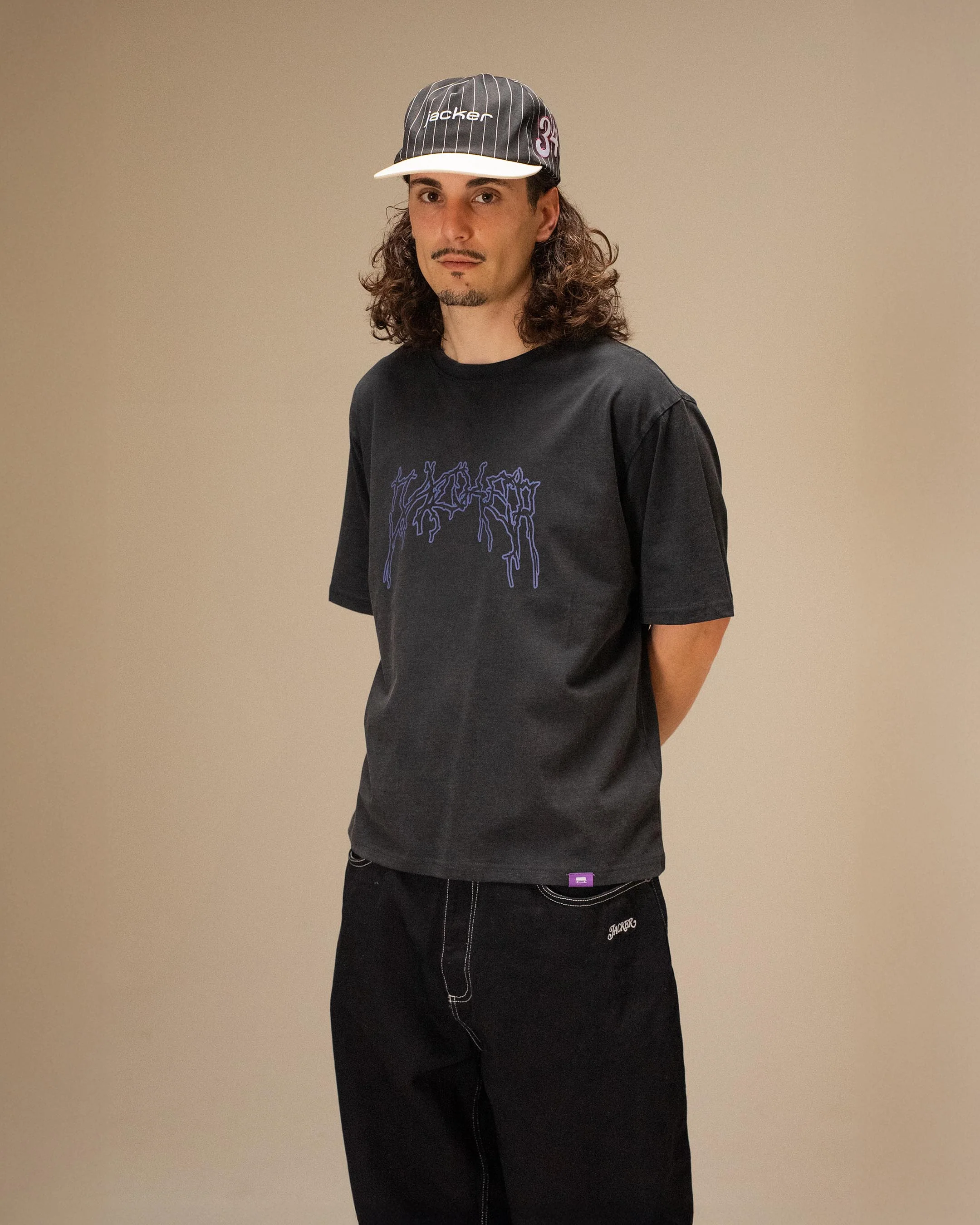 SKELETON GARMENT DYED T-SHIRT CROP - BLACK - Image 4