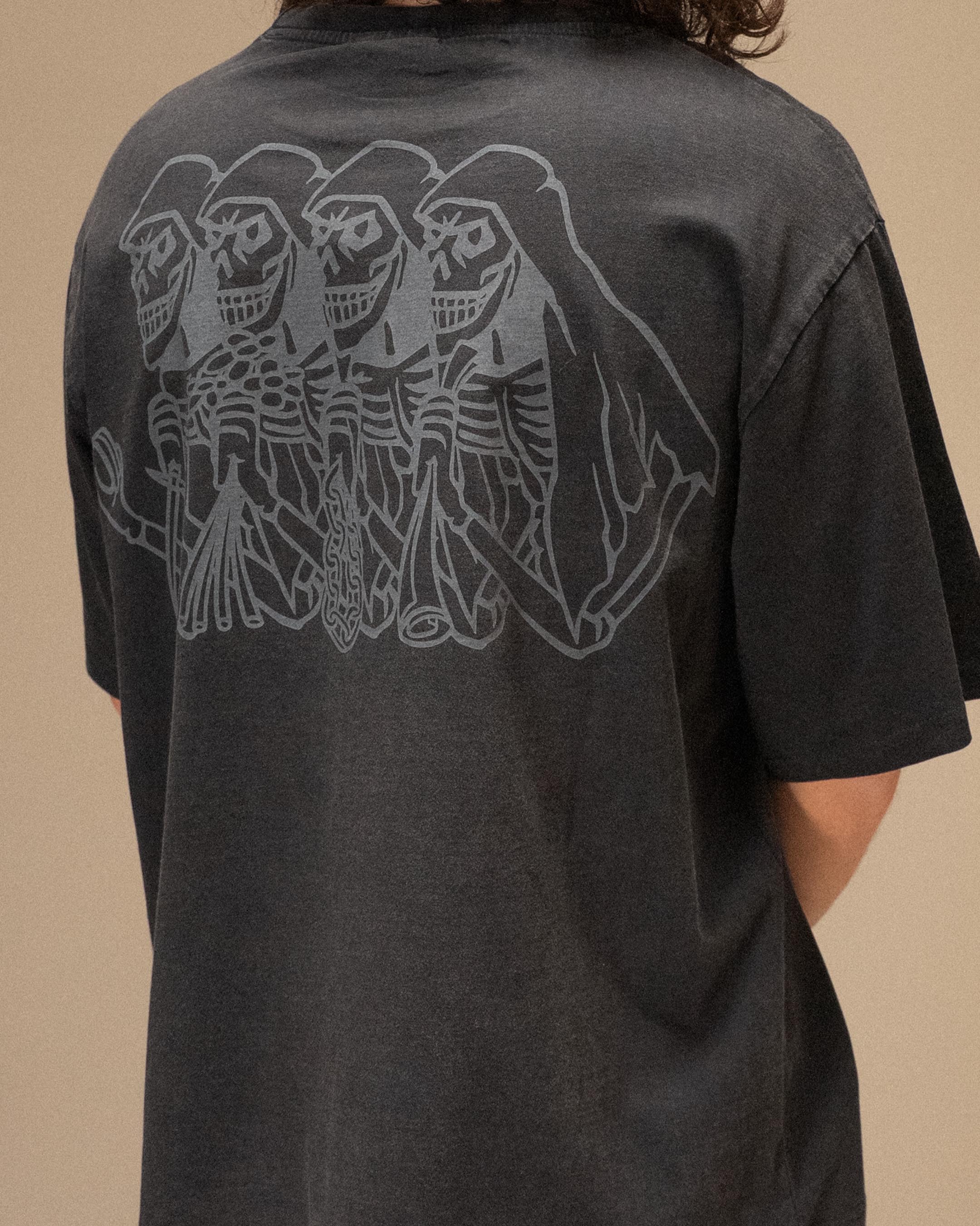 SKELETON GARMENT DYED T-SHIRT CROP - BLACK - Image 5