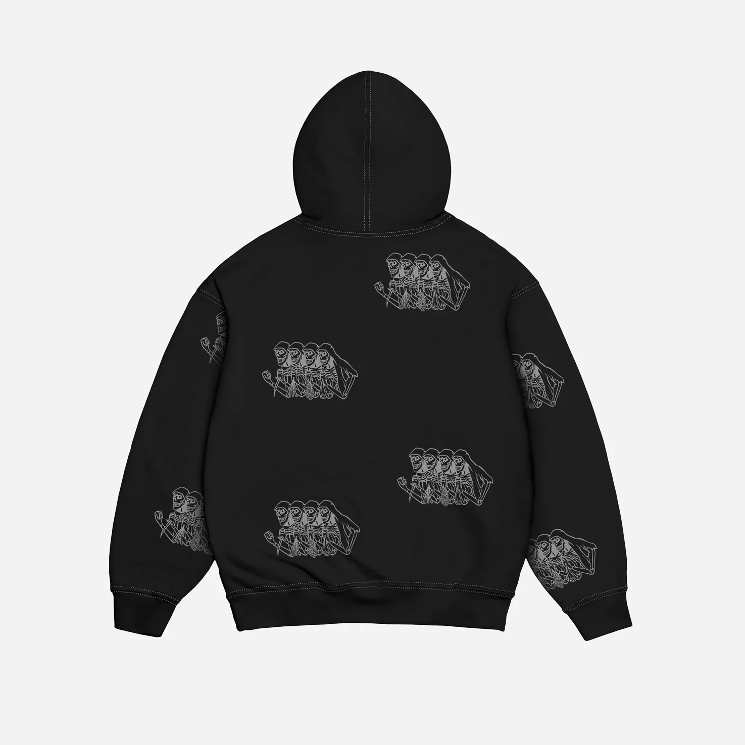 SKELETON HOODIE GARMENT DYED - BLACK - Image 3