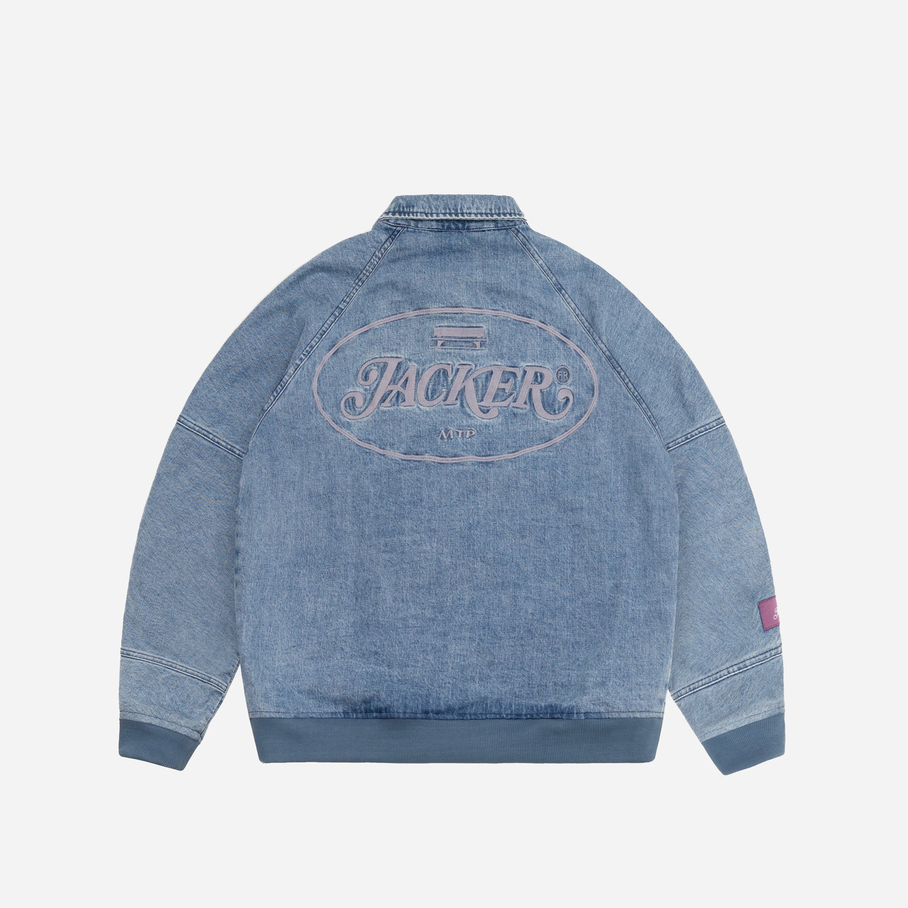 STAMP DYED BOMBER DENIM JACKET - BLUE - Image 3