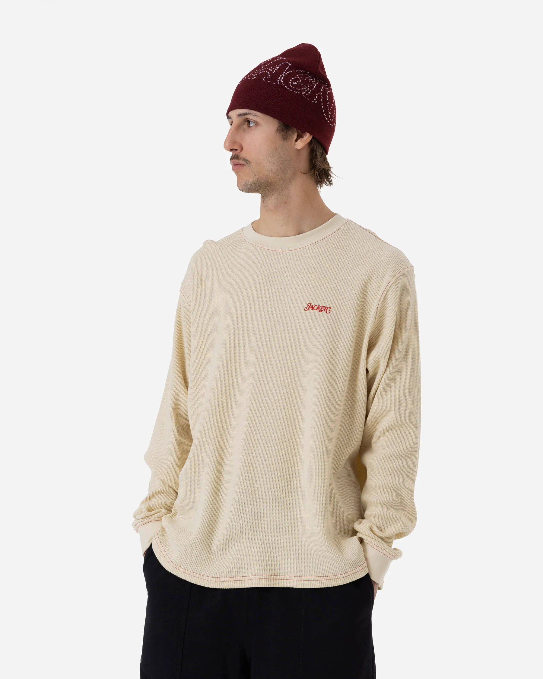 STAMP WAFFLE LONG SLEEVES - BEIGE - Image 4