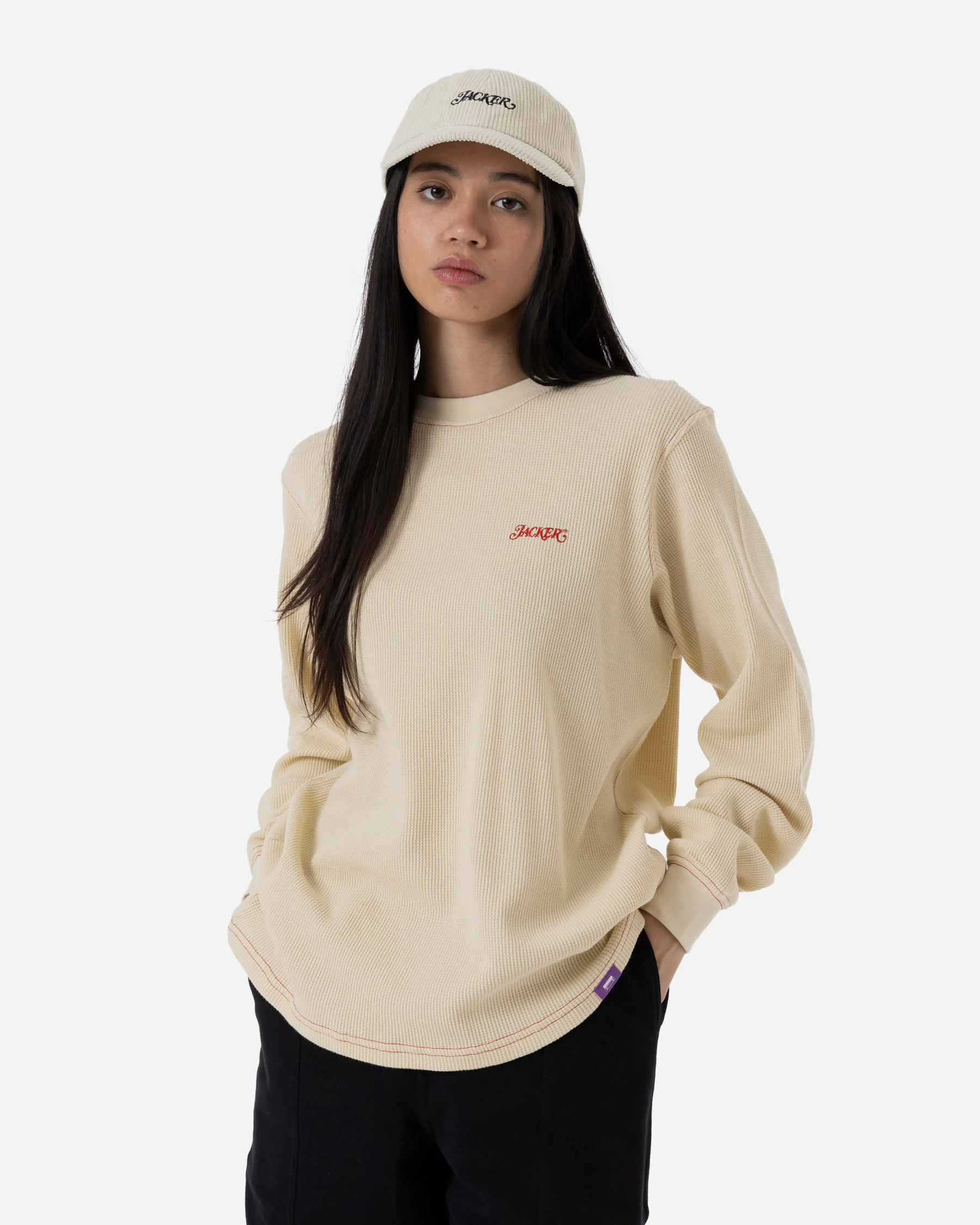 STAMP WAFFLE LONG SLEEVES - BEIGE - Image 6