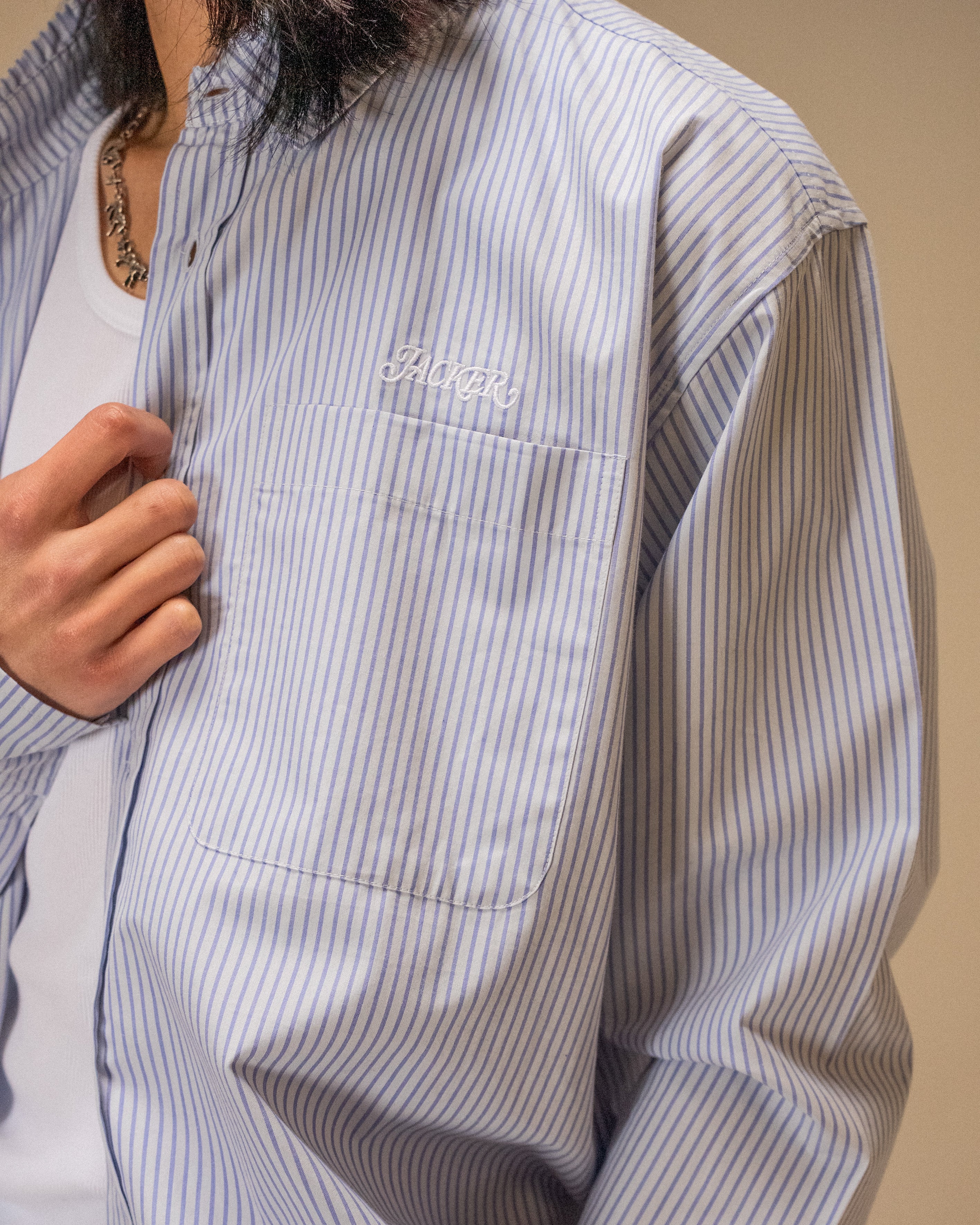 STRIPE L/S SHIRT - BLUE - Image 5