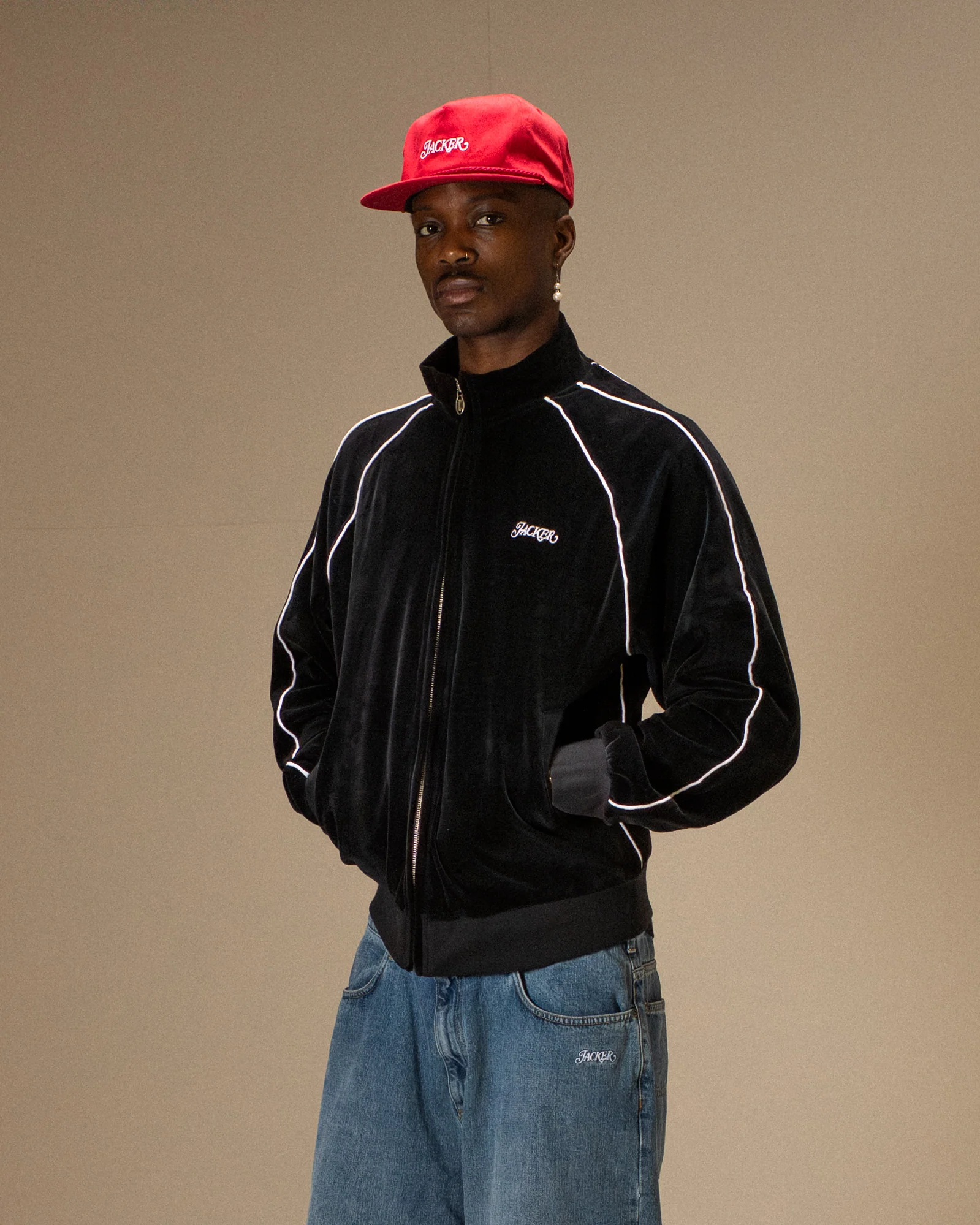 VELVET REFLECTIVE TRACK JACKET - BLACK - Image 2