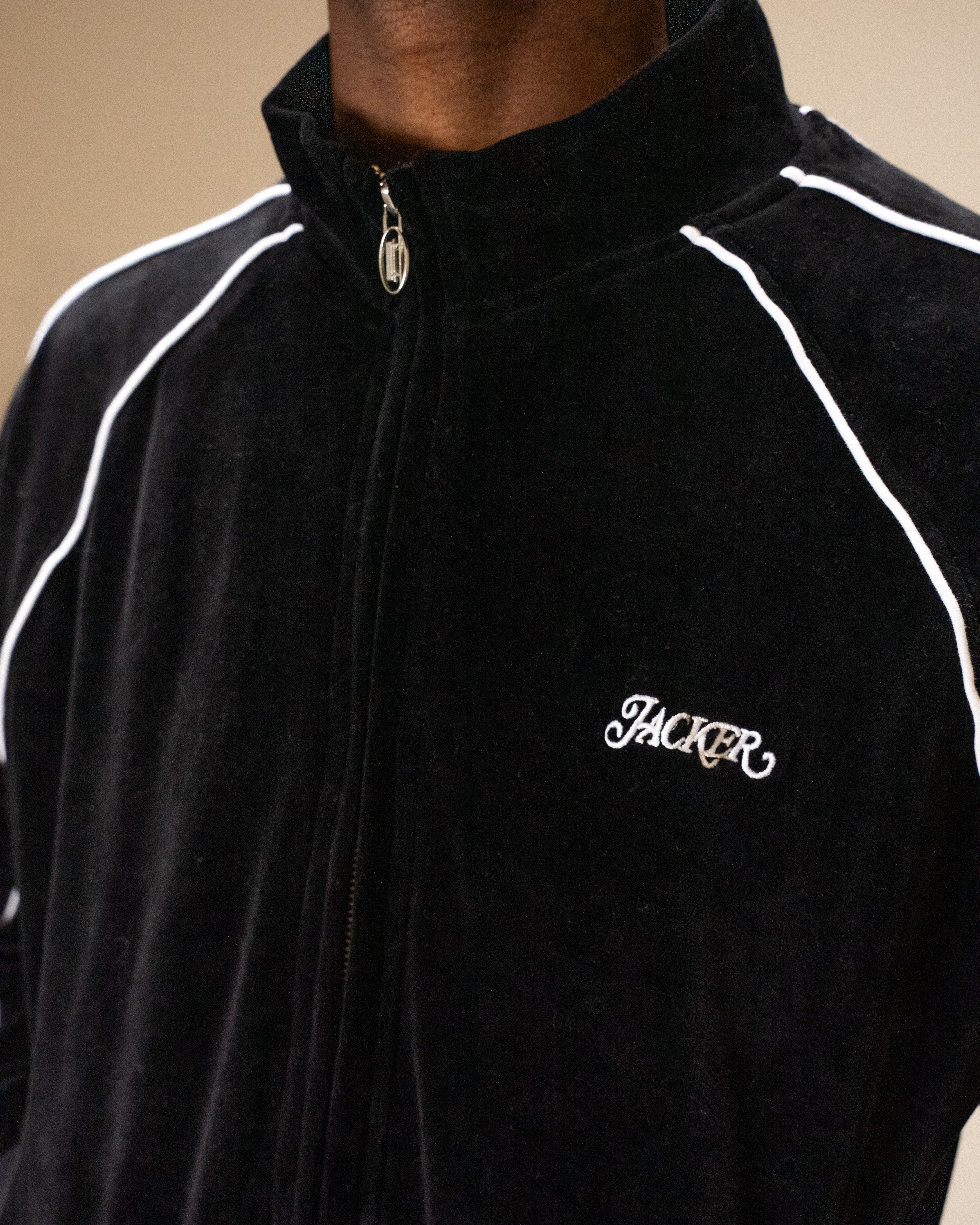 VELVET REFLECTIVE TRACK JACKET - BLACK - Image 4