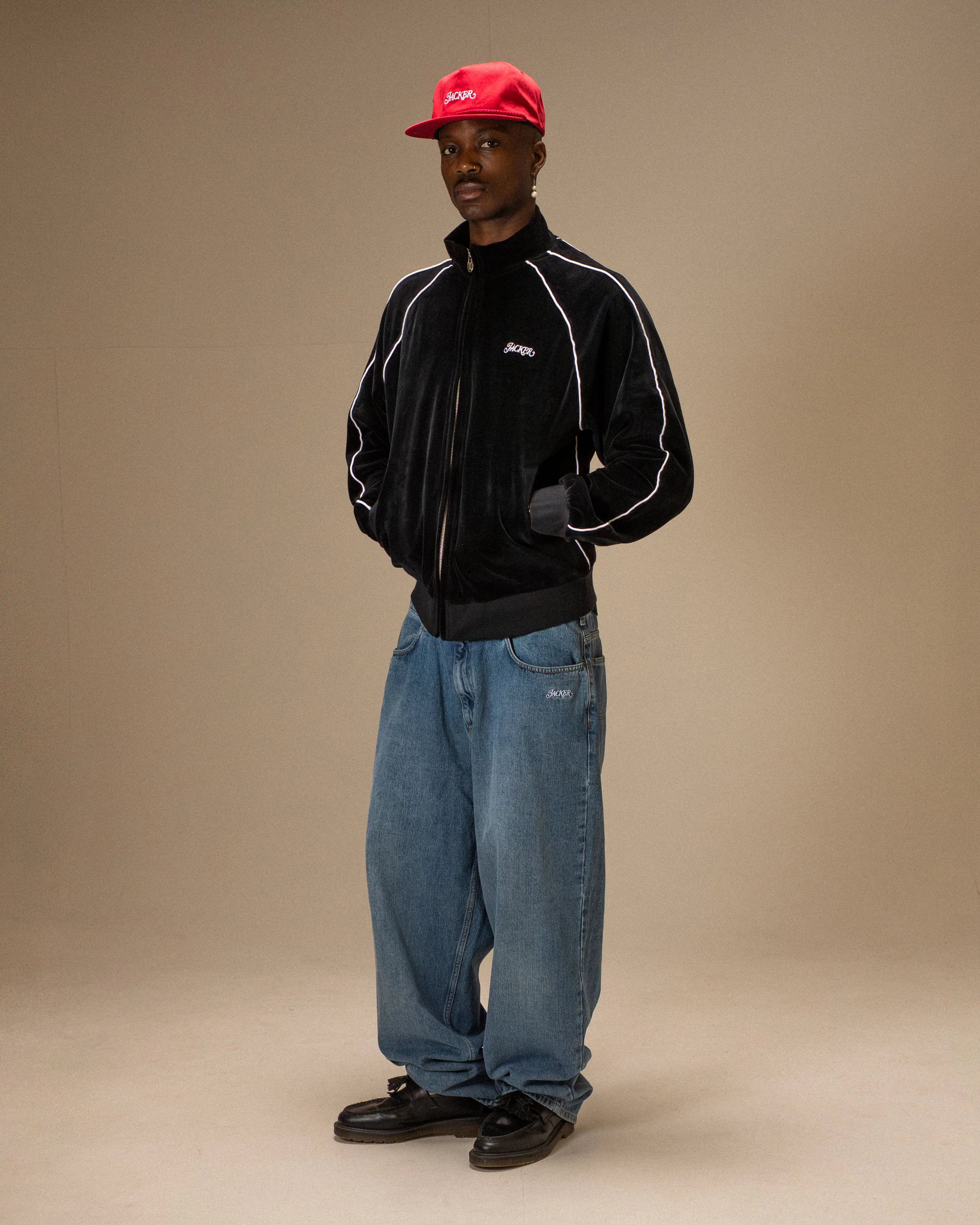 VELVET REFLECTIVE TRACK JACKET - BLACK - Image 6