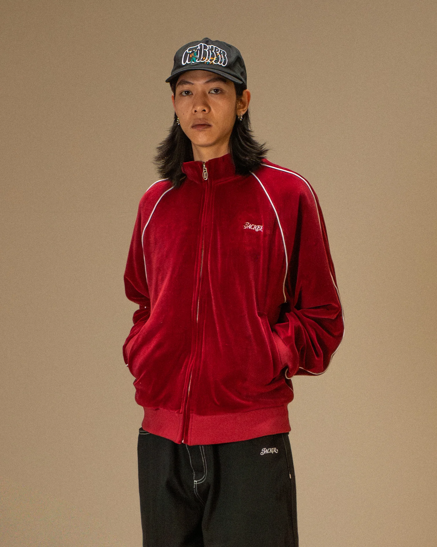 VELVET REFLECTIVE TRACK JACKET - RED - Image 2