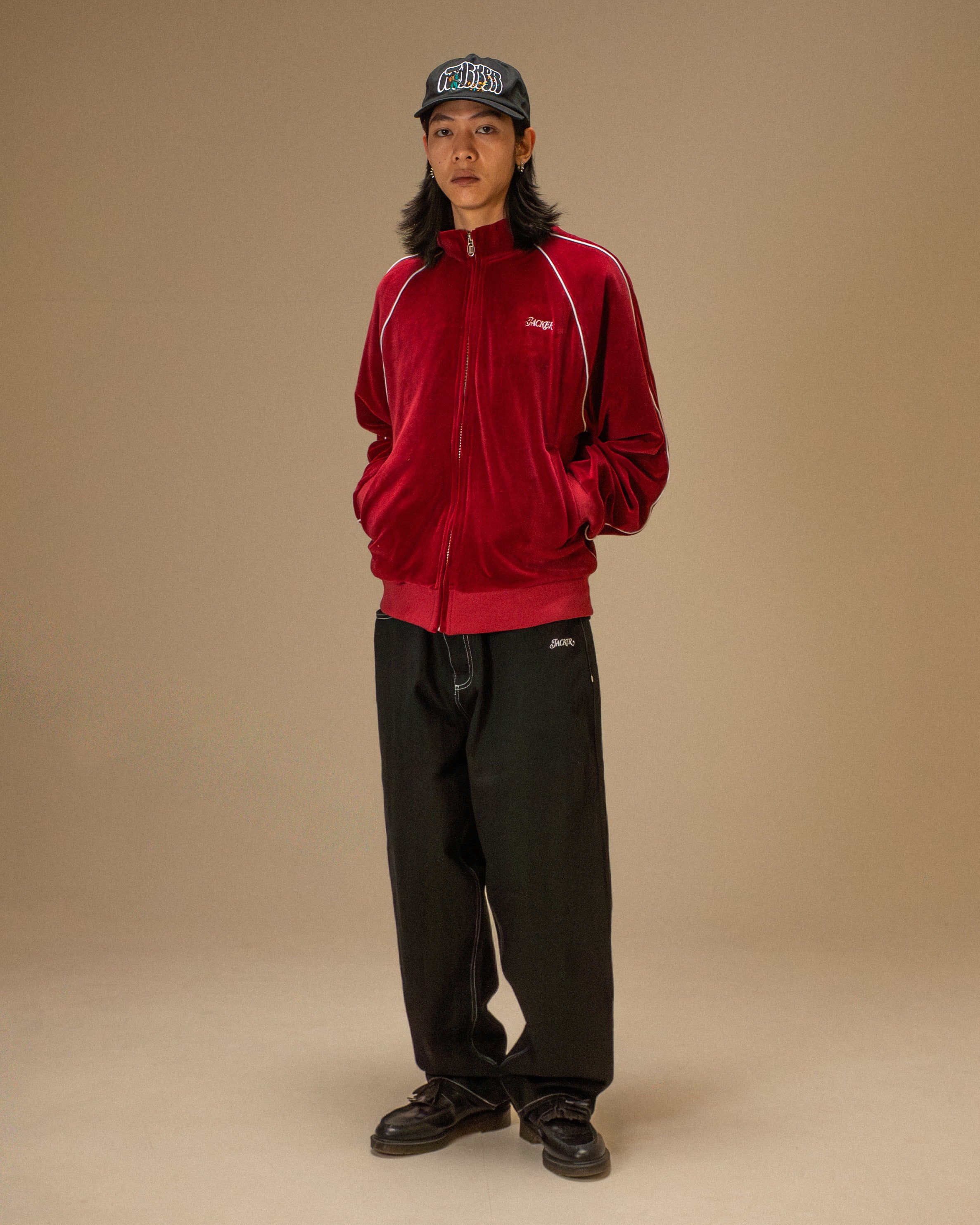 VELVET REFLECTIVE TRACK JACKET - RED - Image 5