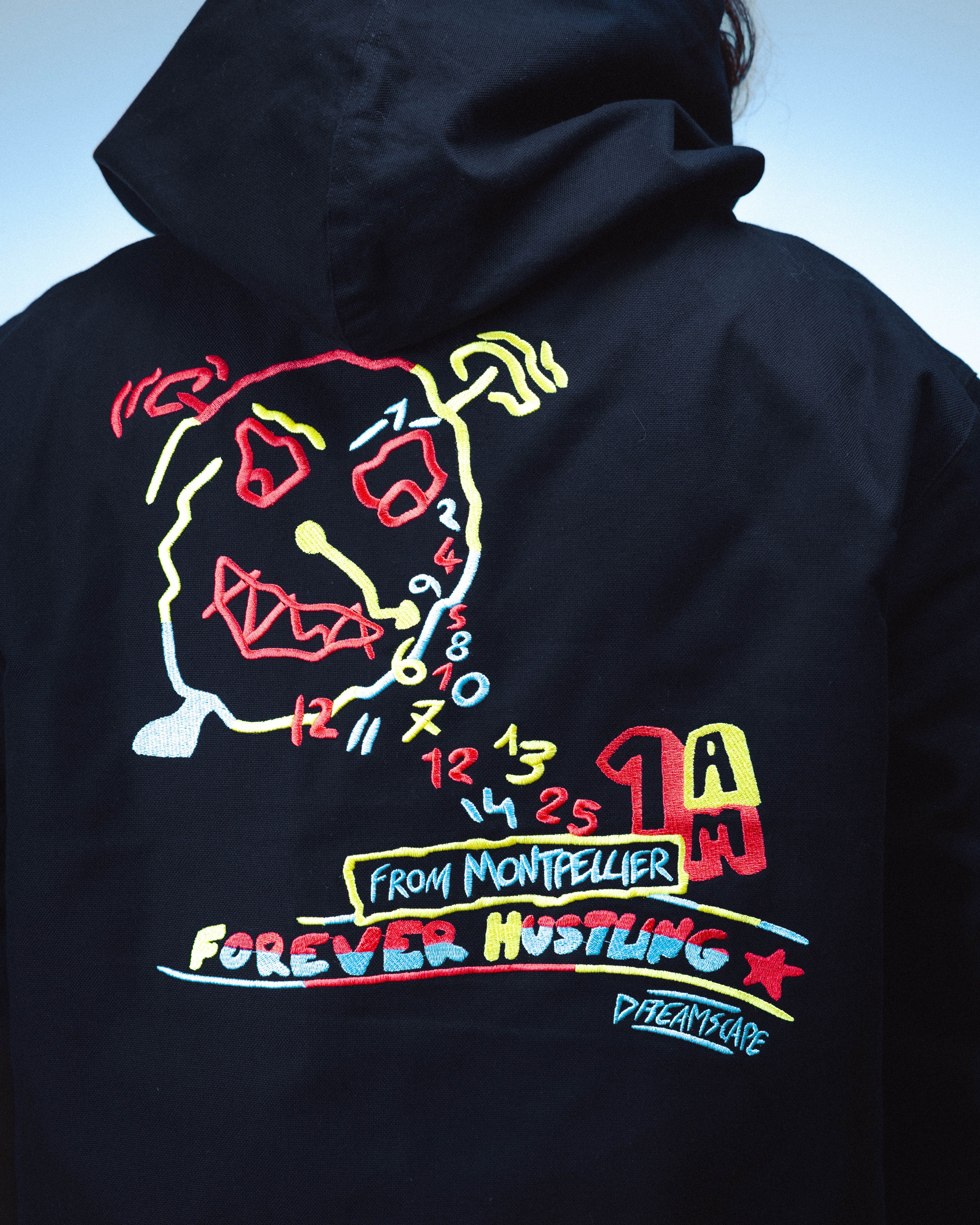 WAKE UP ! HOODED BOMBER - BLACK - Image 4