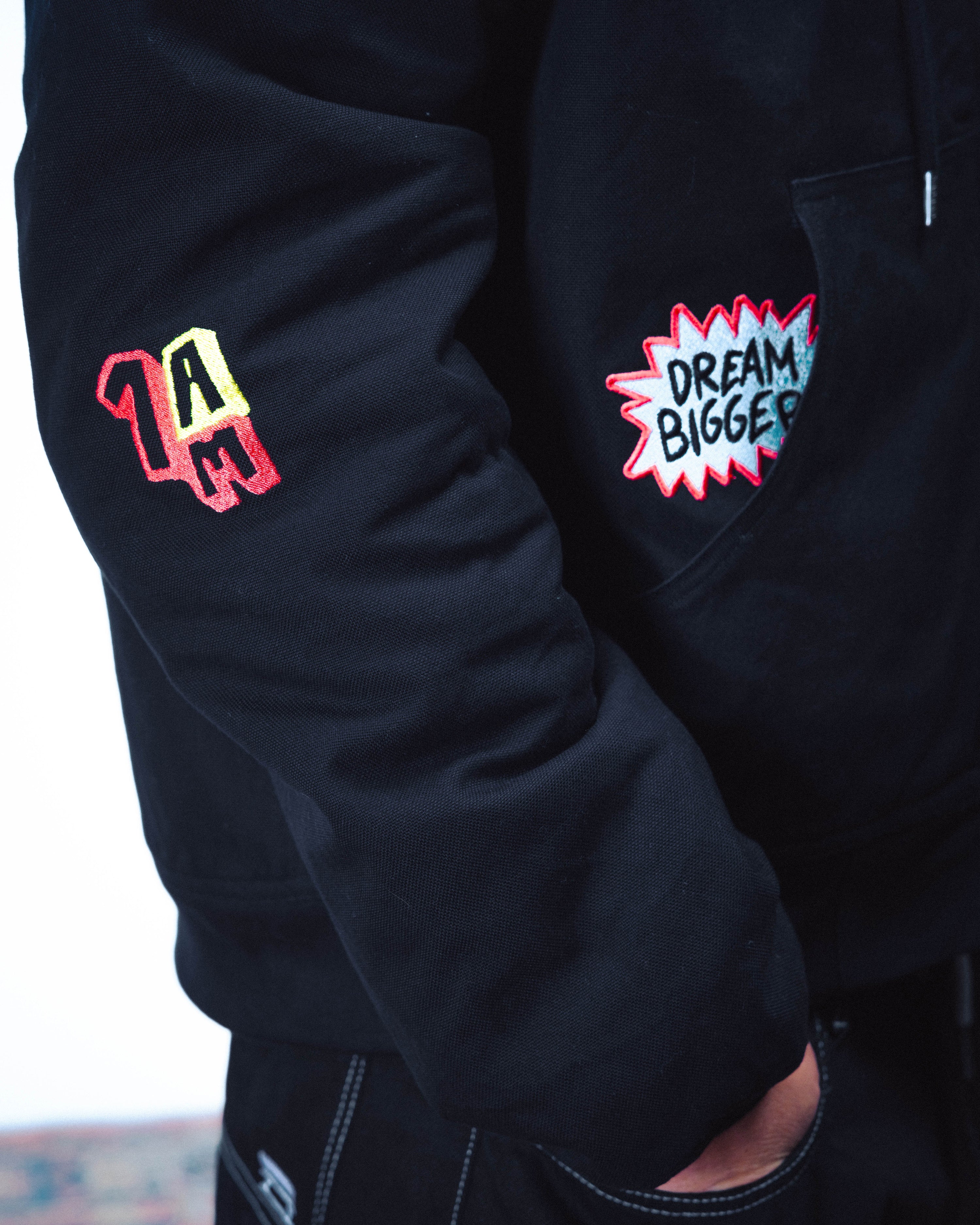 WAKE UP ! HOODED BOMBER - BLACK - Image 6